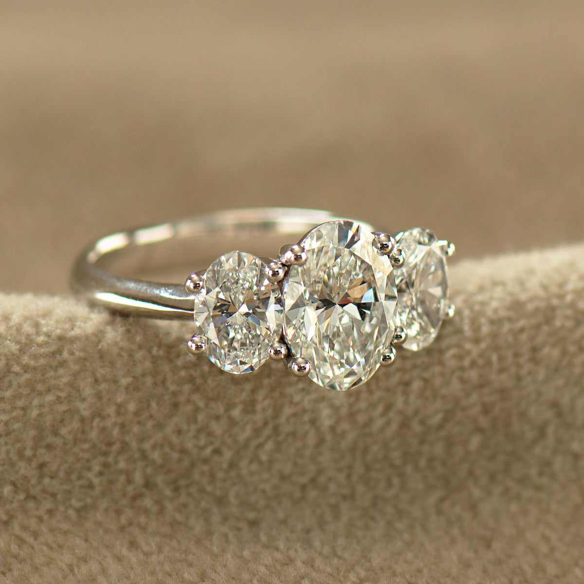 Three Stone Oval Lab Diamond Ring