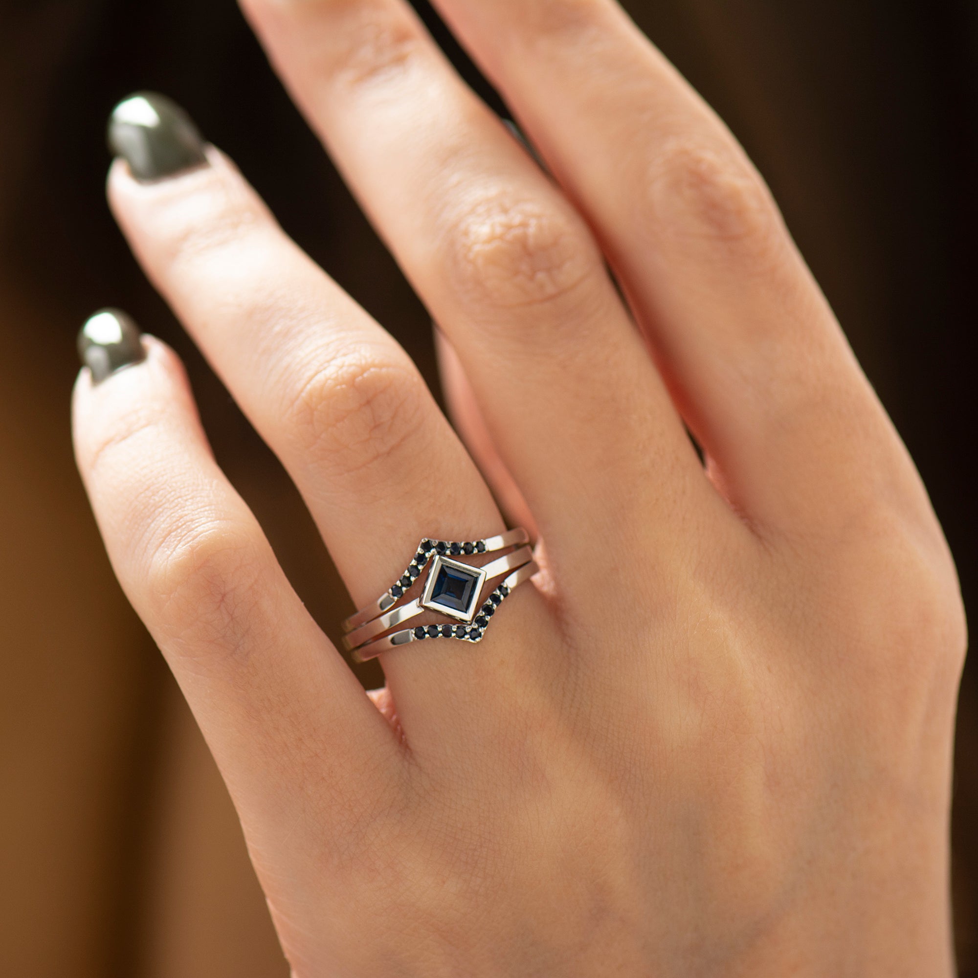 Blue sapphires Rings Set