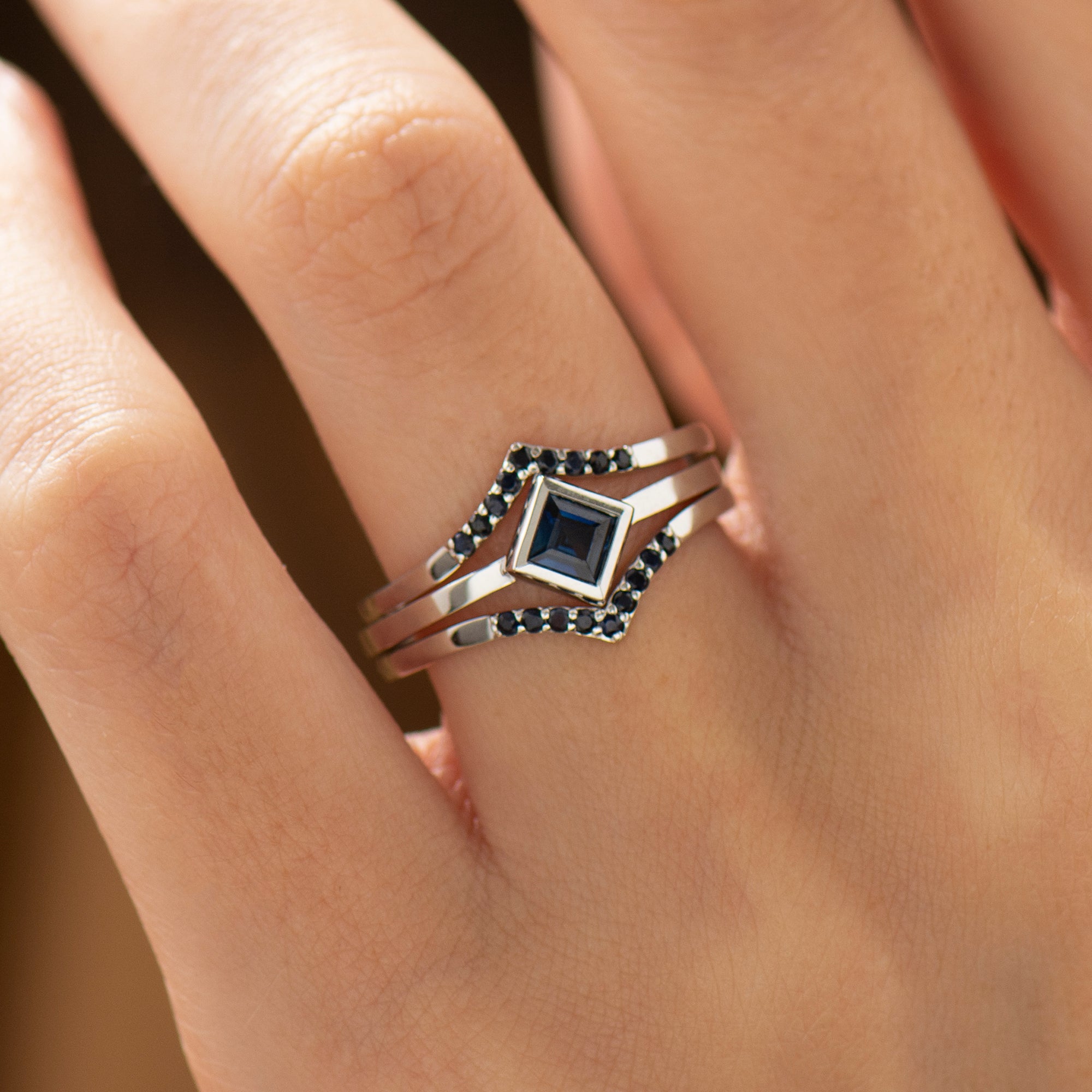 Blue sapphires Rings Set