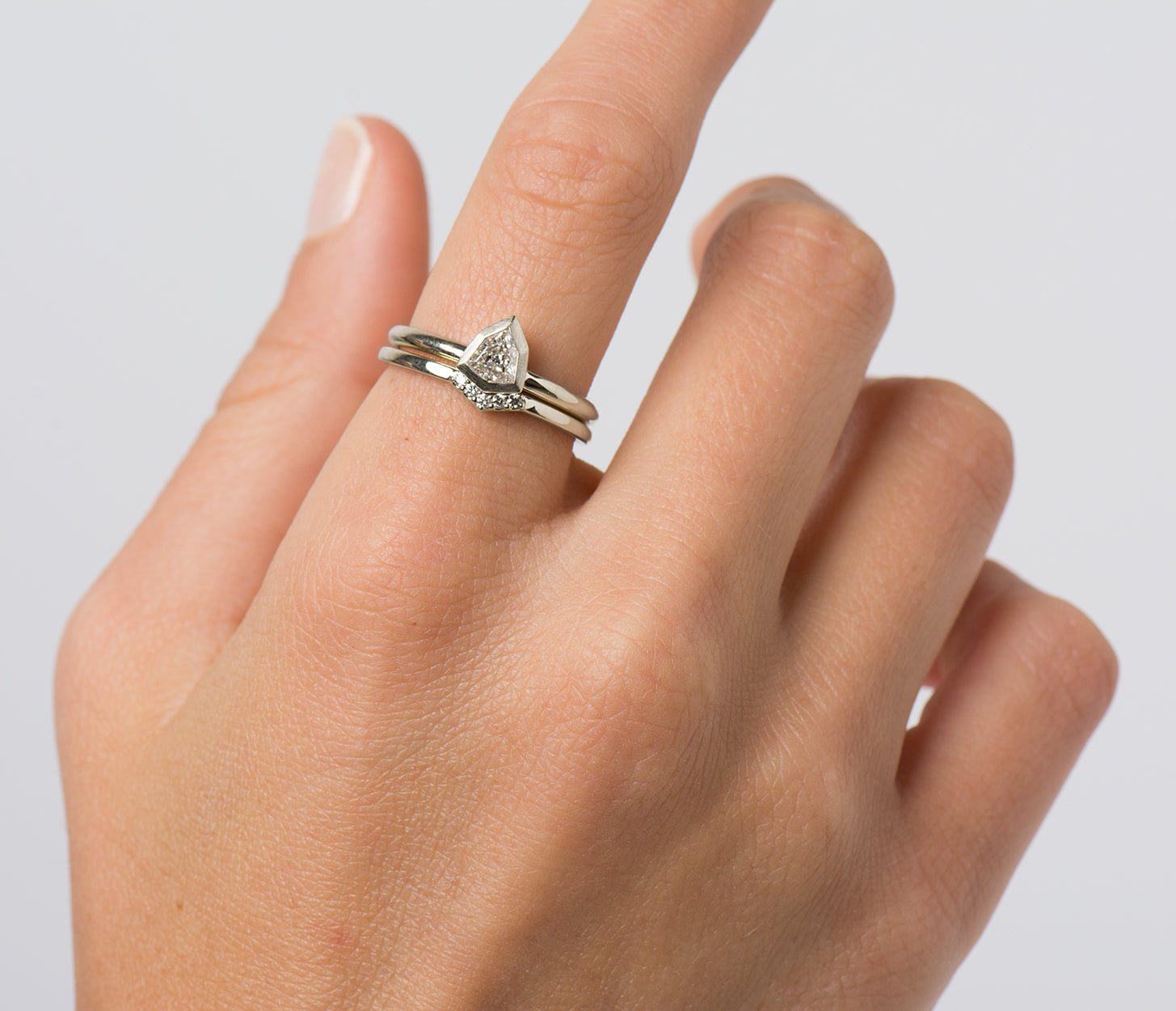 Shield Diamond Ring Set