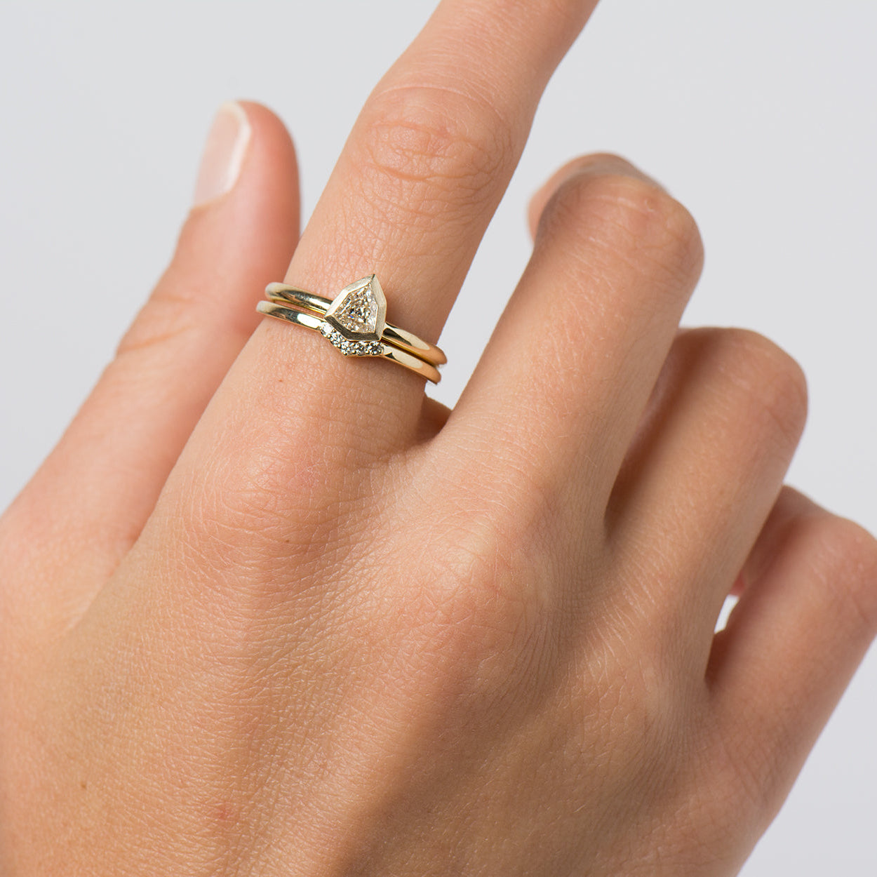 Shield Diamond Ring Set