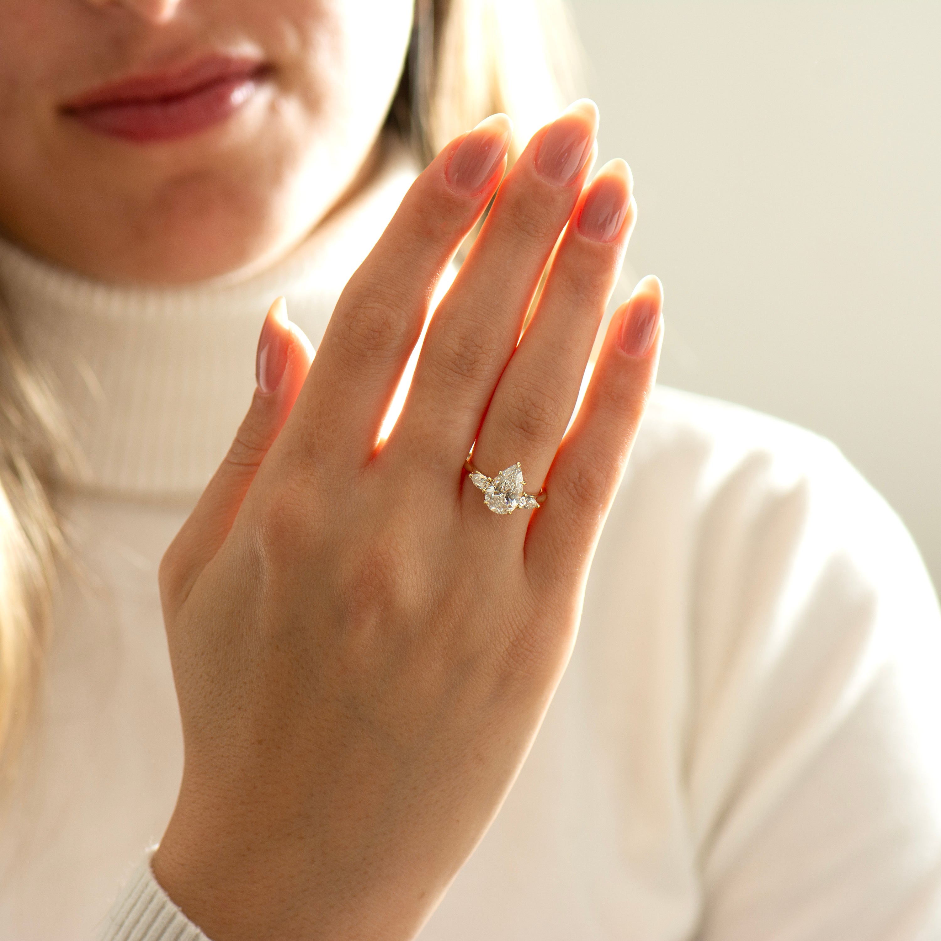 Three Stone Pear Ring