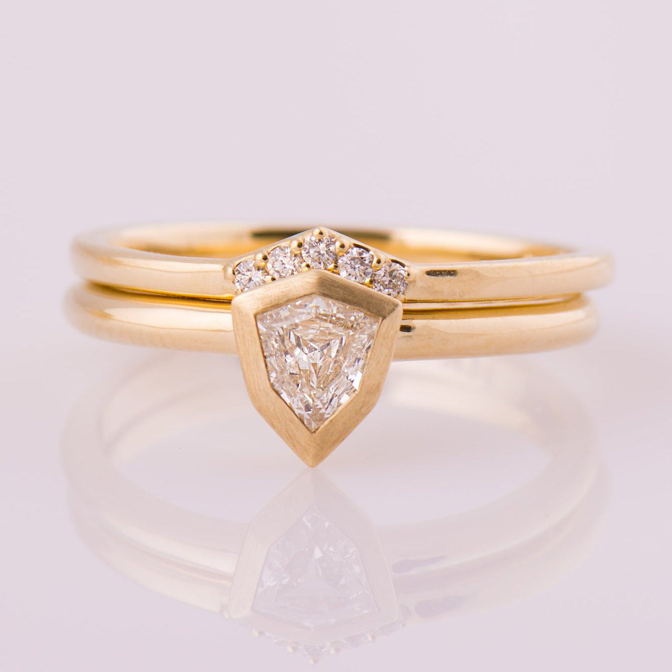 Shield Diamond Ring Set