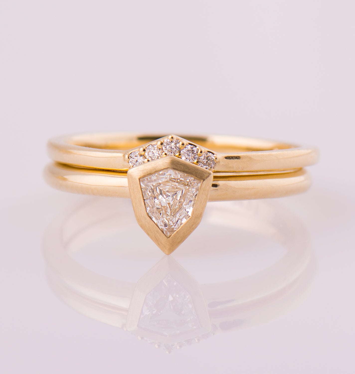 Shield Diamond Ring Set