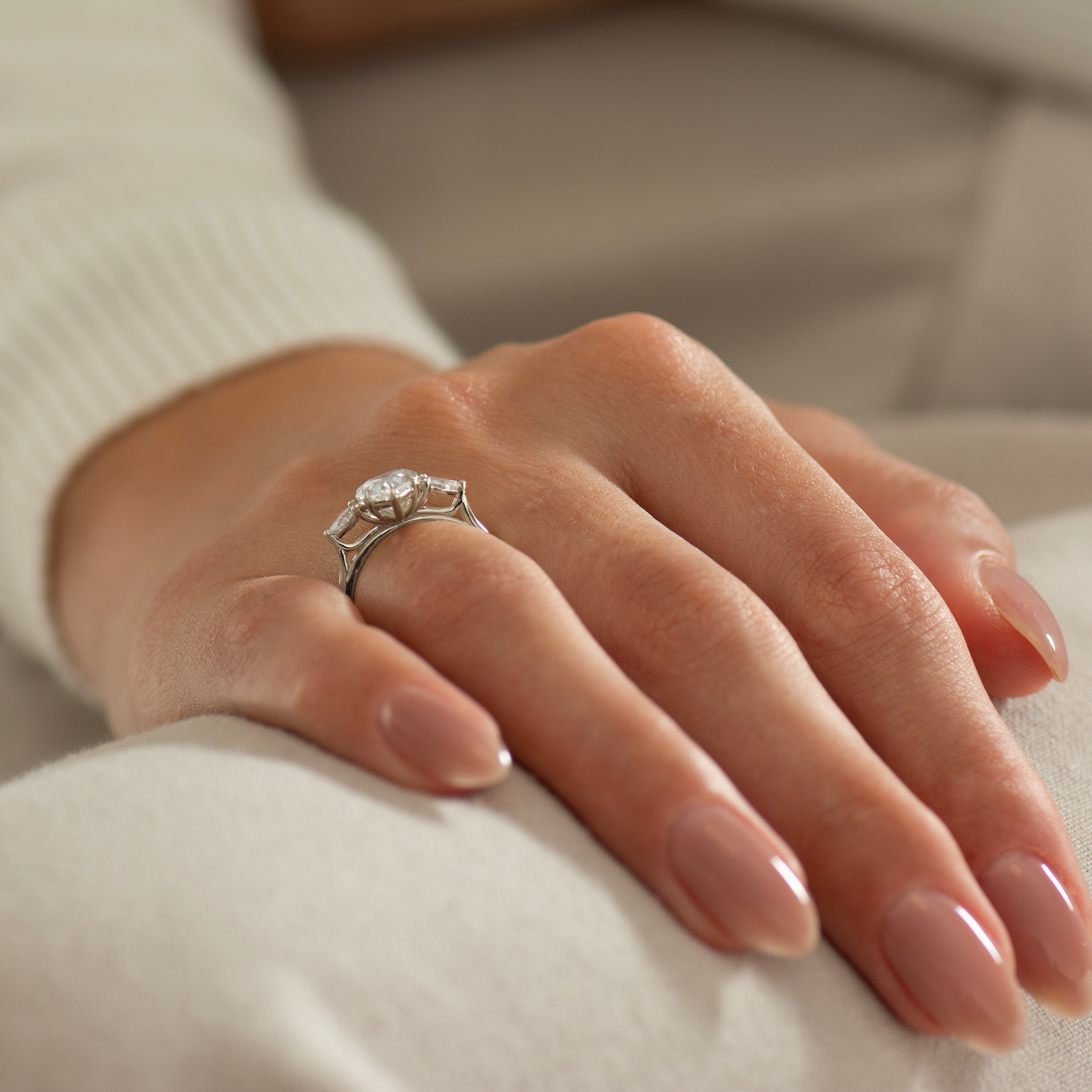 Three Stone Pear Ring