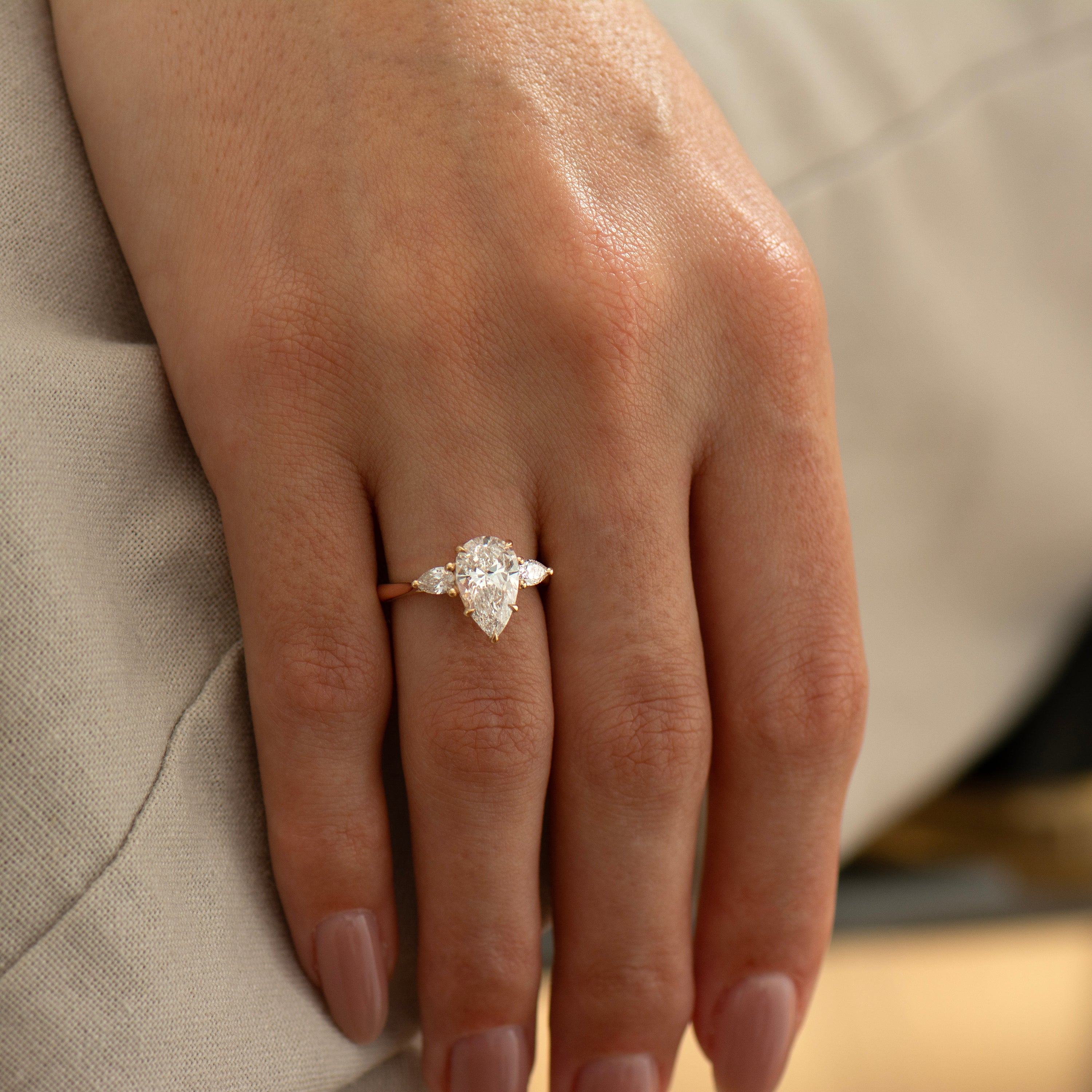 Three Stone Pear Ring