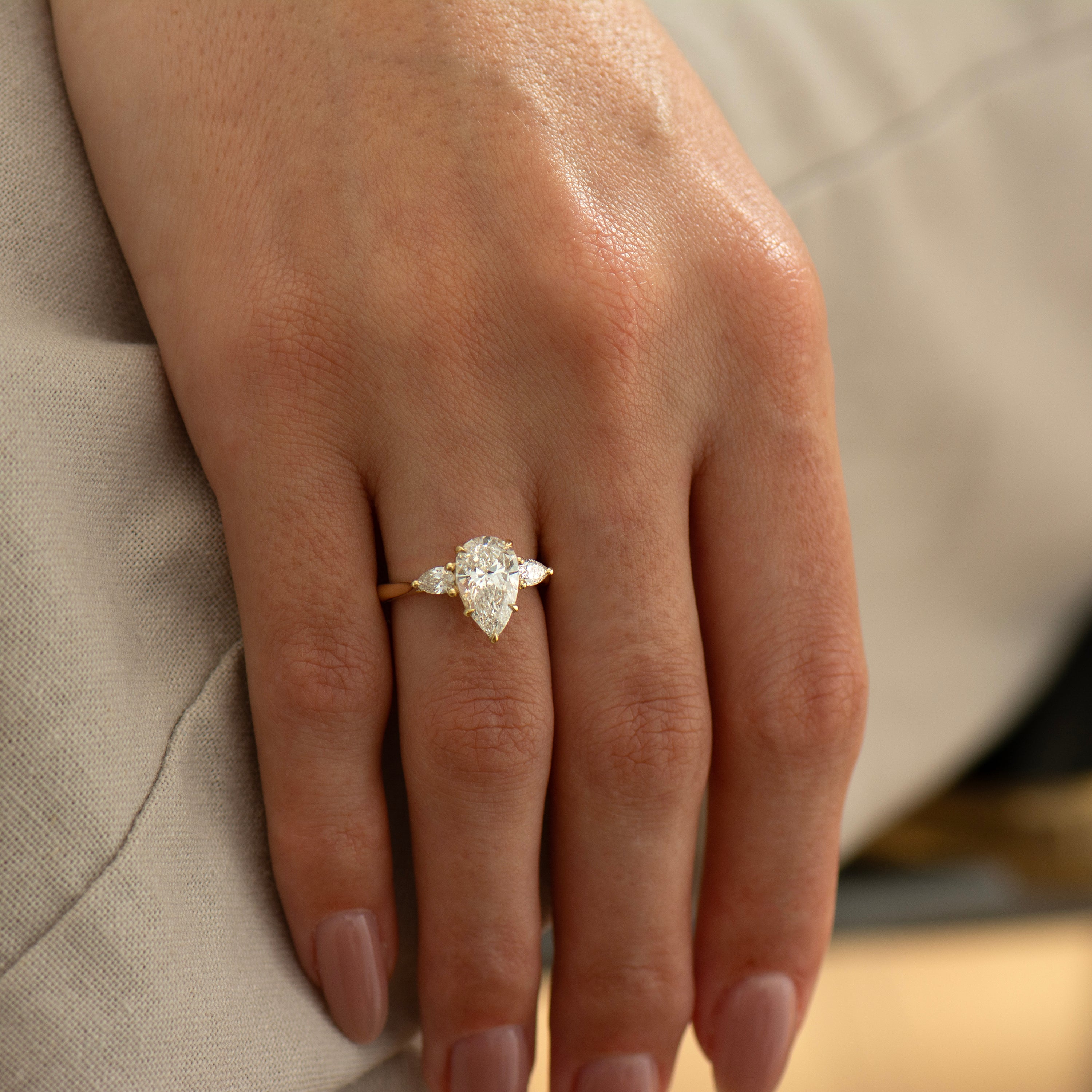 Three Stone Pear Ring