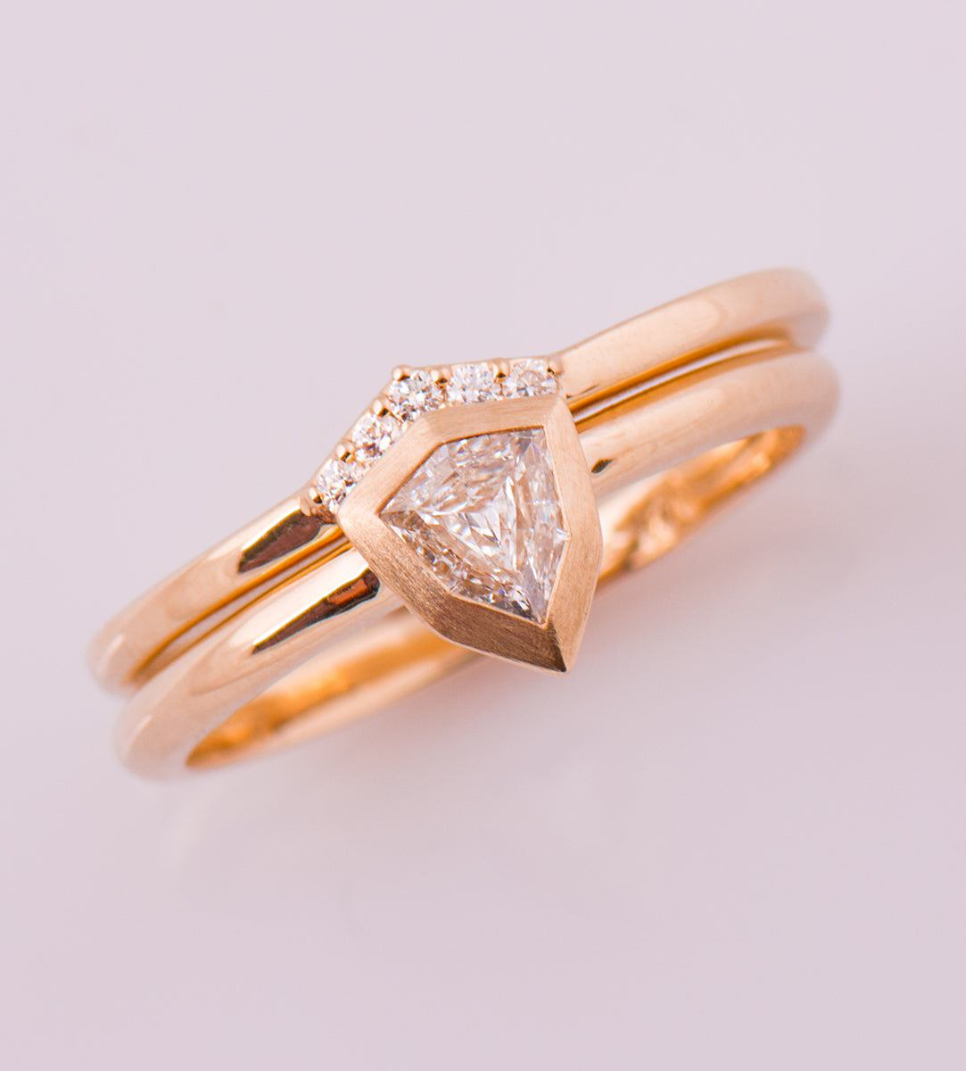 Shield Diamond Ring Set