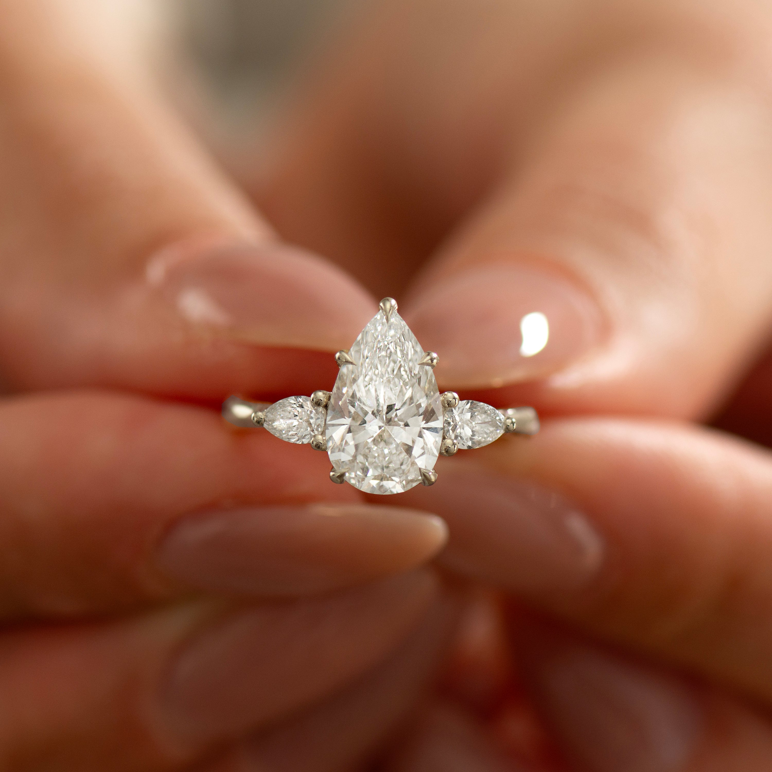 Three Stone Pear Ring