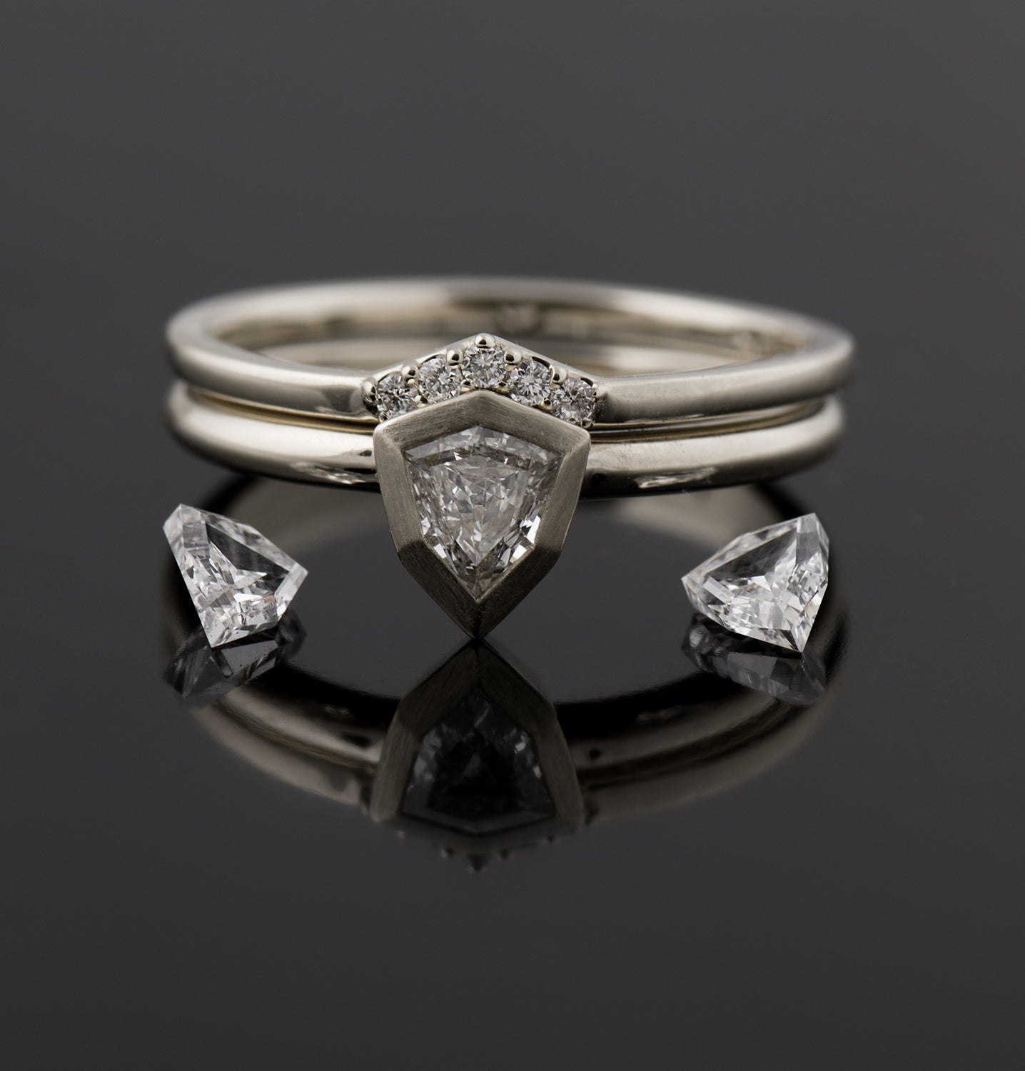 Shield Diamond Ring Set