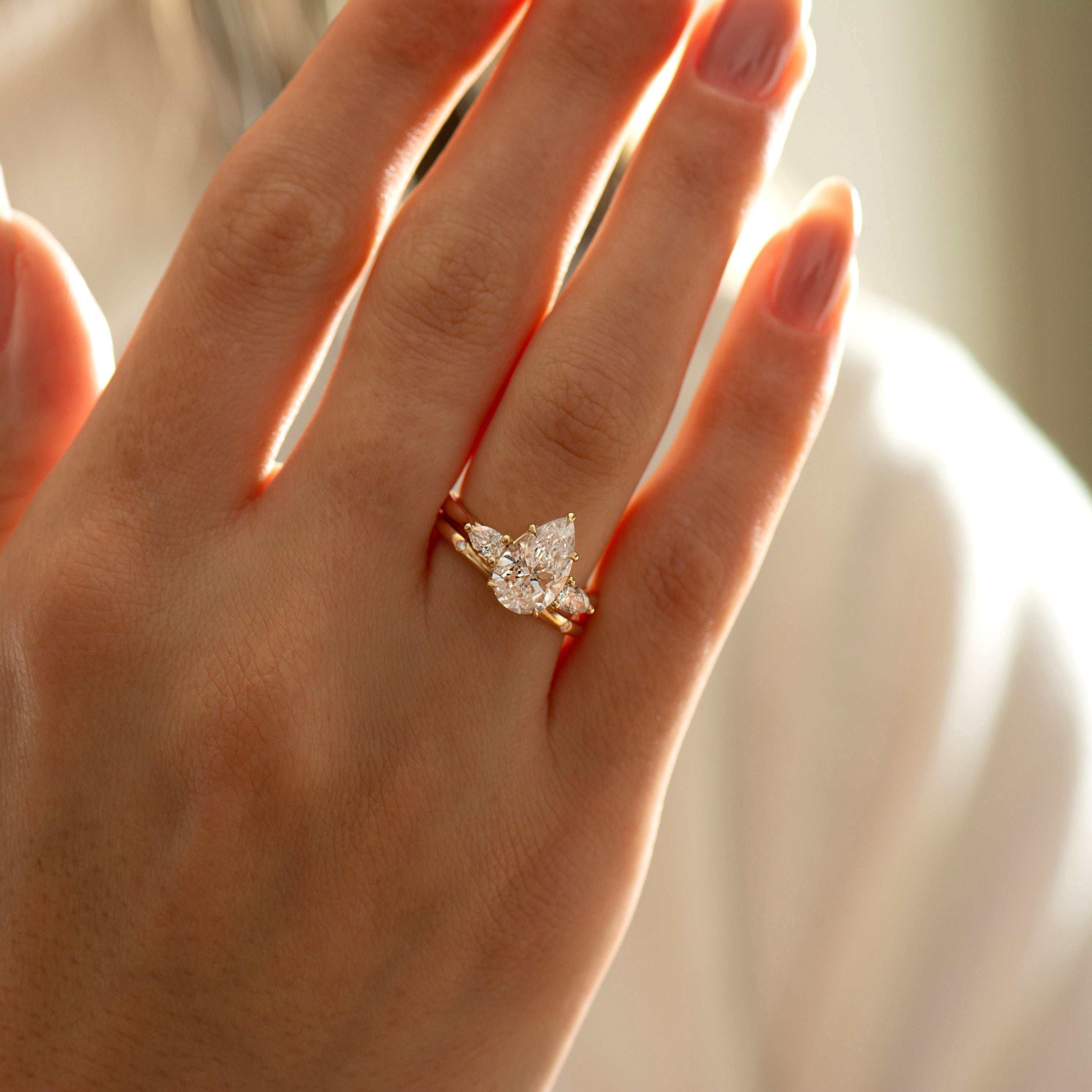 Three Stone Pear Ring