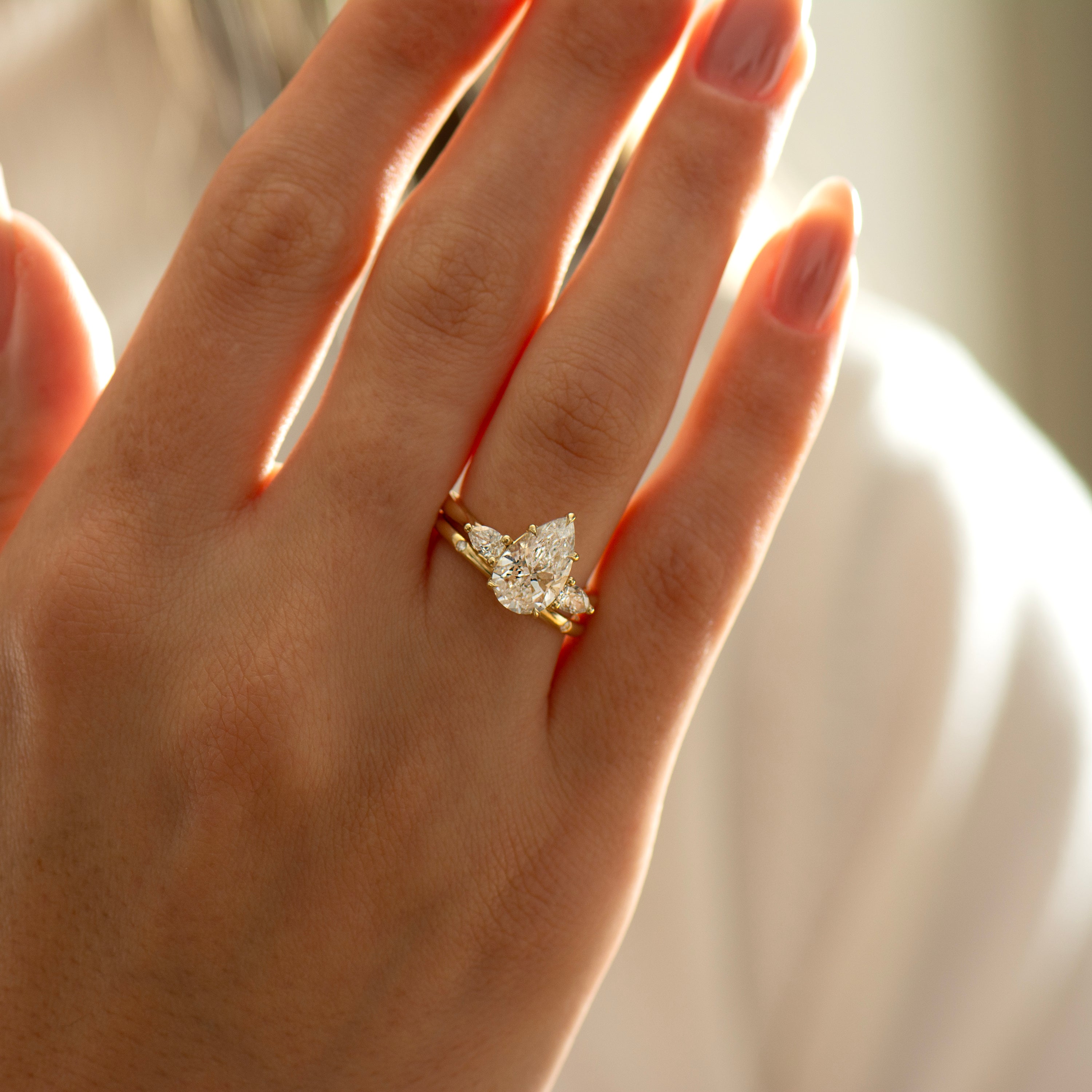 Three Stone Pear Ring