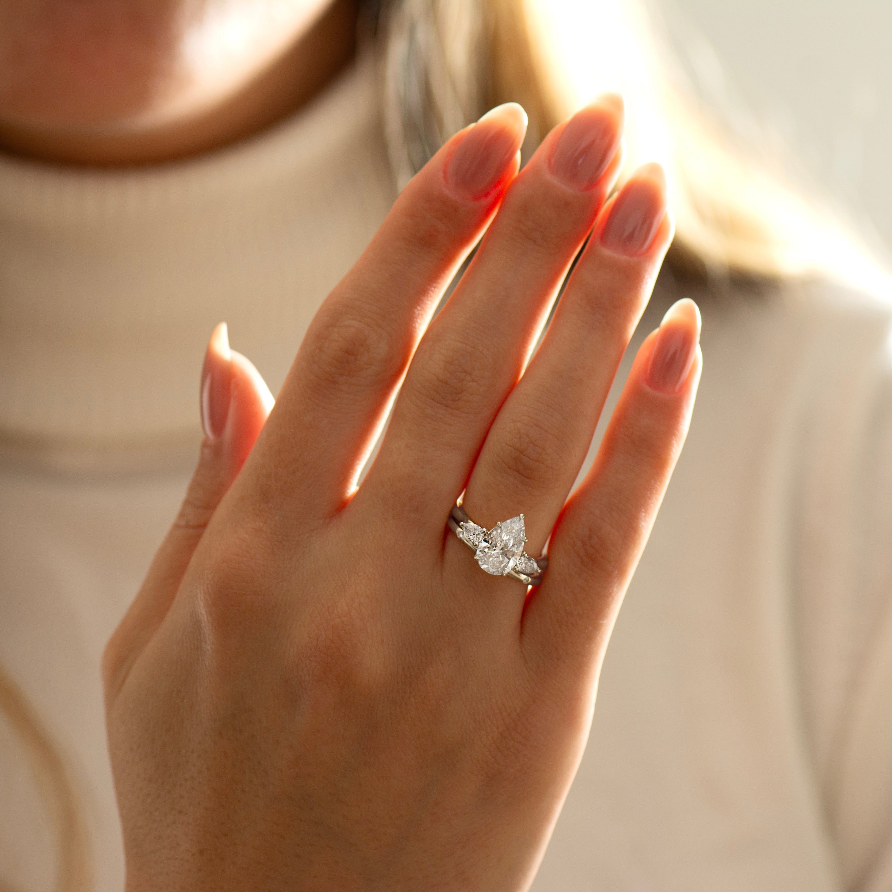 Three Stone Pear Ring