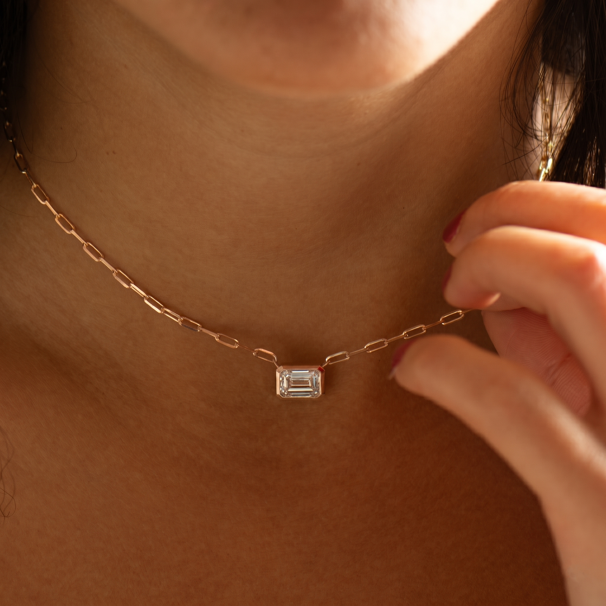 Choker Horizontal Emerald Cut Necklace