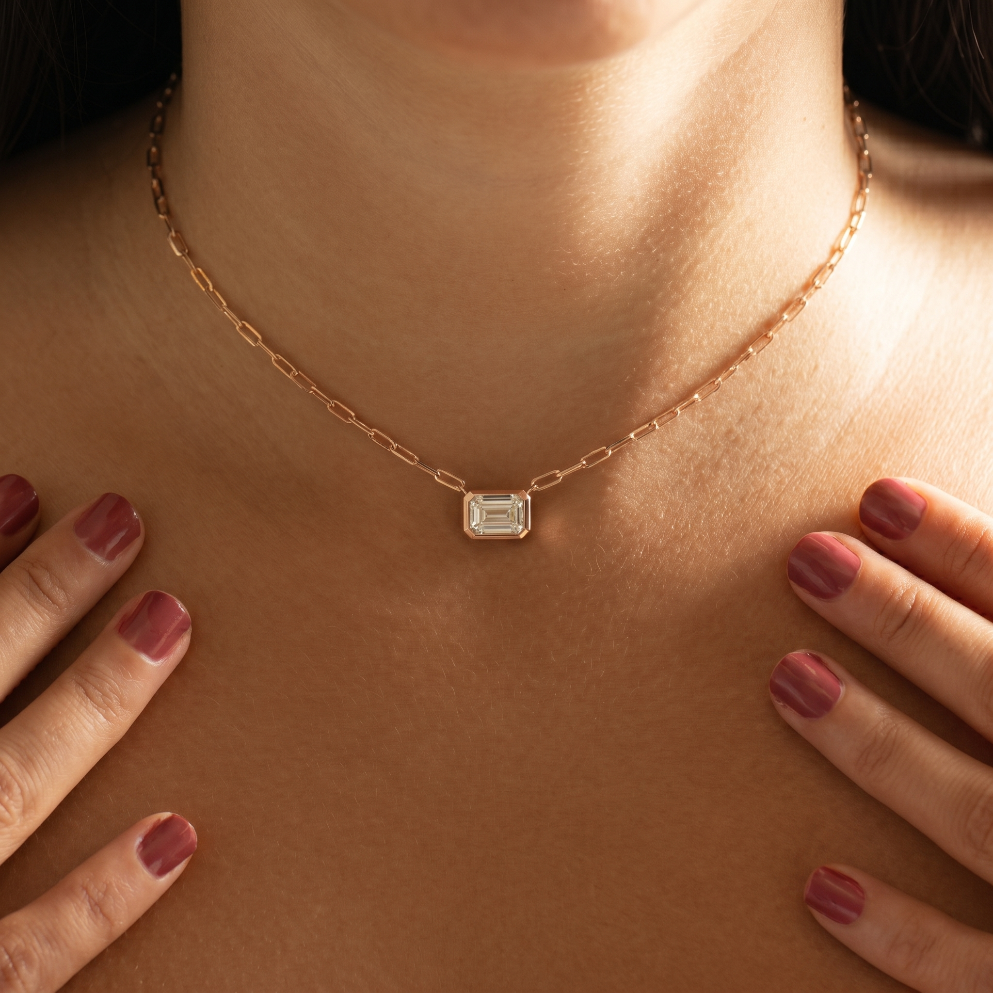 Choker Horizontal Emerald Cut Necklace