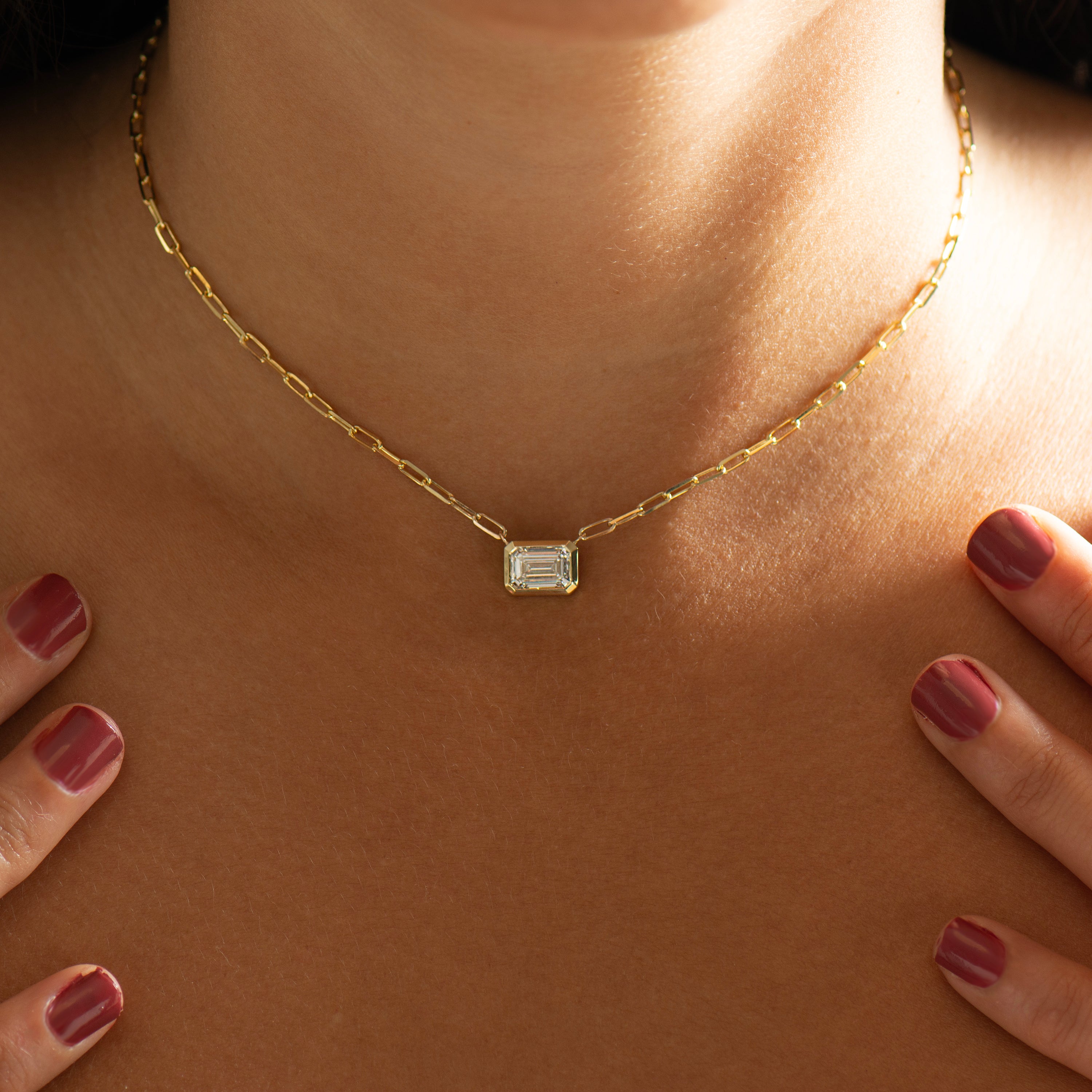 Choker Horizontal Emerald Cut Necklace