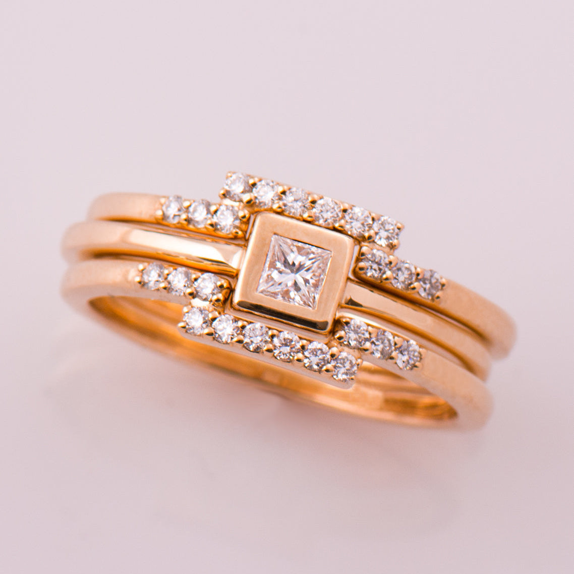 Flat Squared Bezel Trio Set