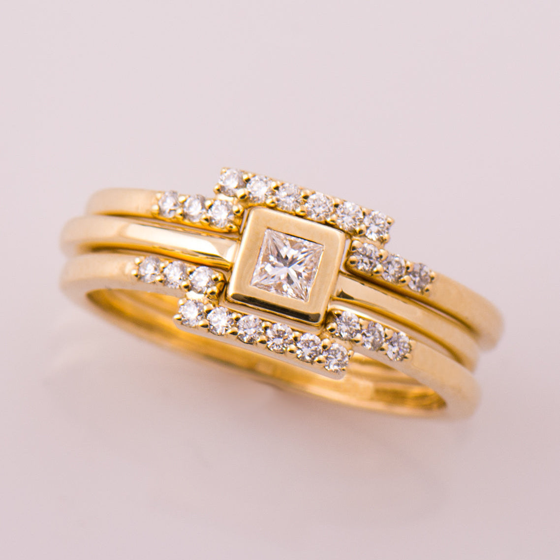 Flat Squared Bezel Trio Set