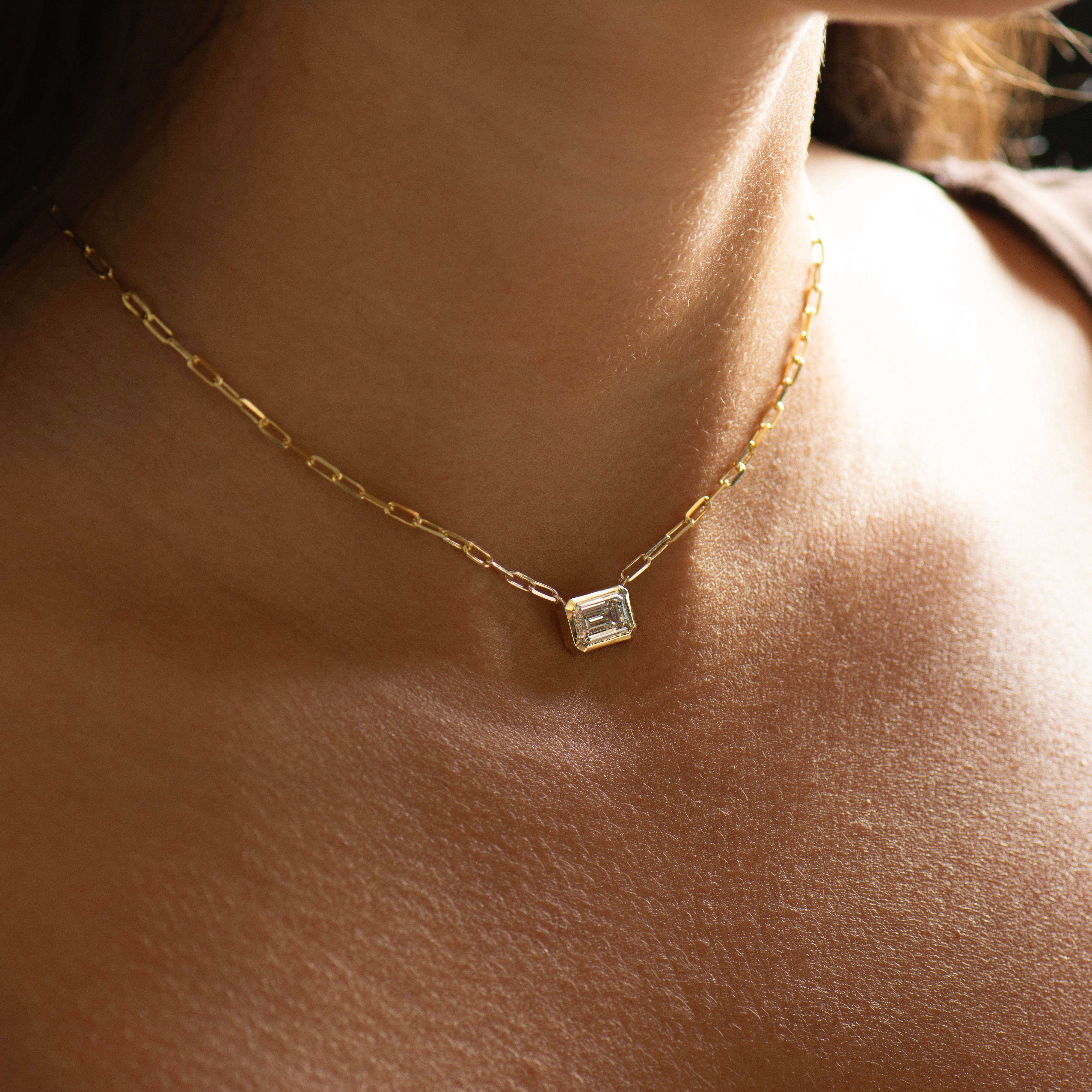 Choker Horizontal Emerald Cut Necklace