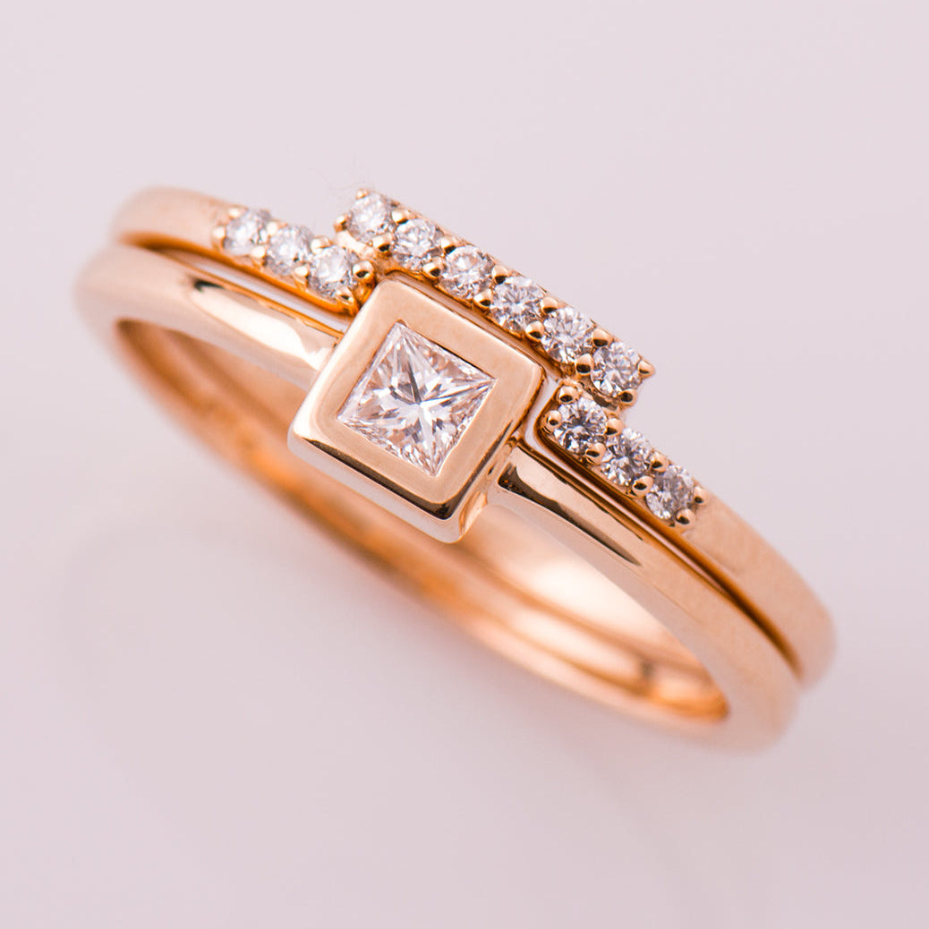 Flat Squared Bezel Ring Set