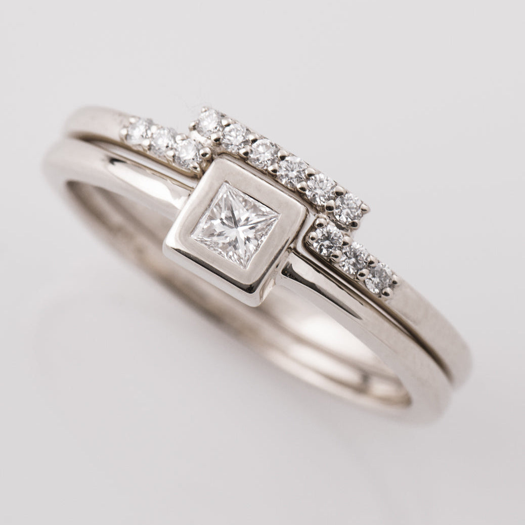 Flat Squared Bezel Ring Set
