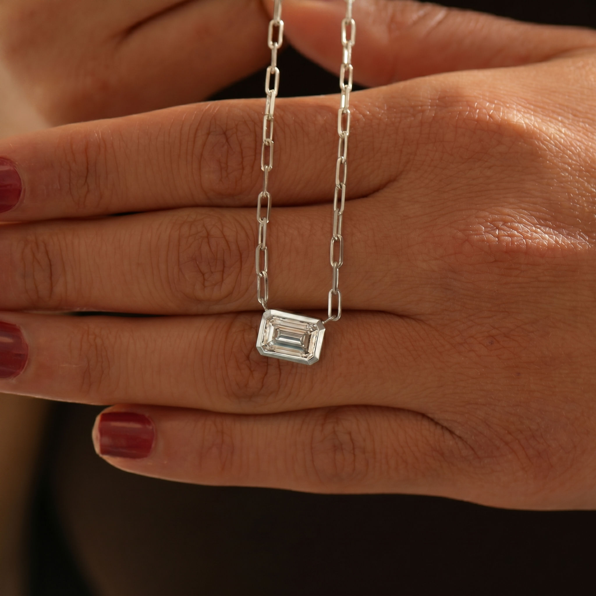 Choker Horizontal Emerald Cut Necklace