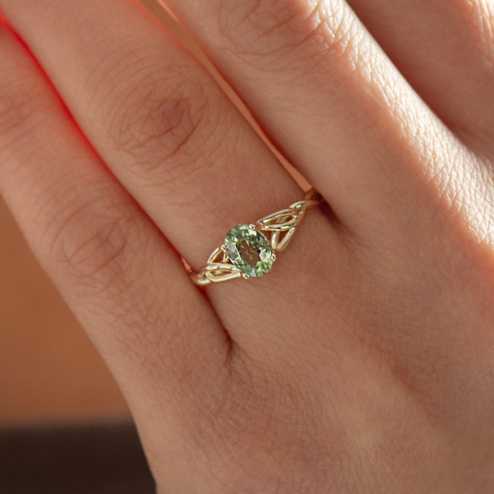 Celtic Green Sapphire Ring