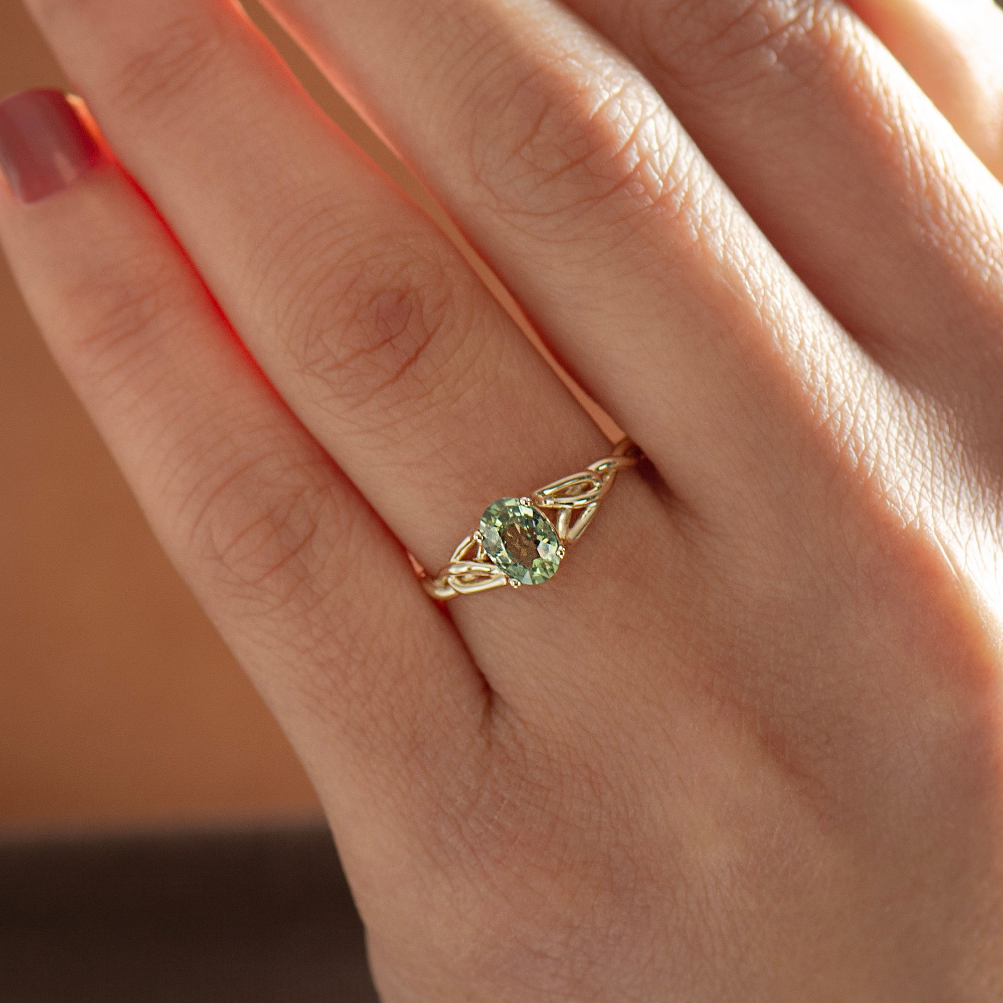Celtic Green Sapphire Ring