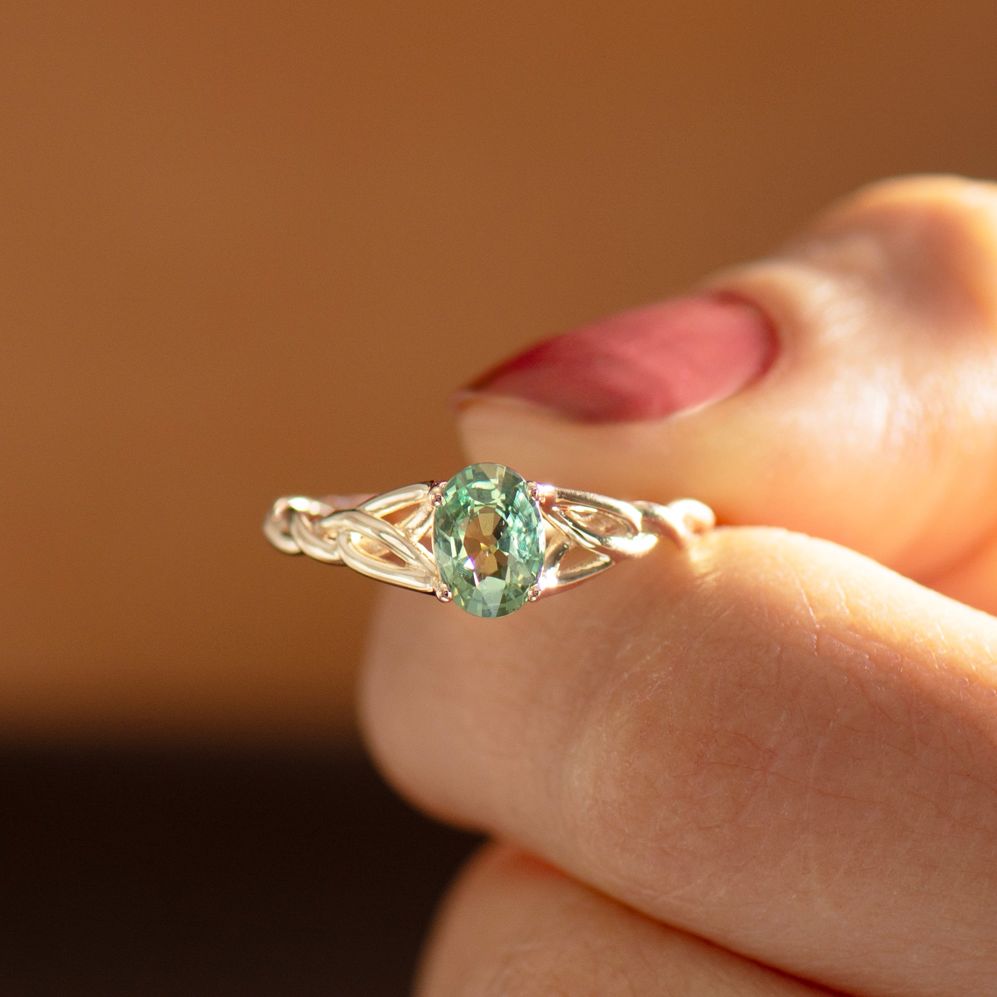 Celtic Green Sapphire Ring