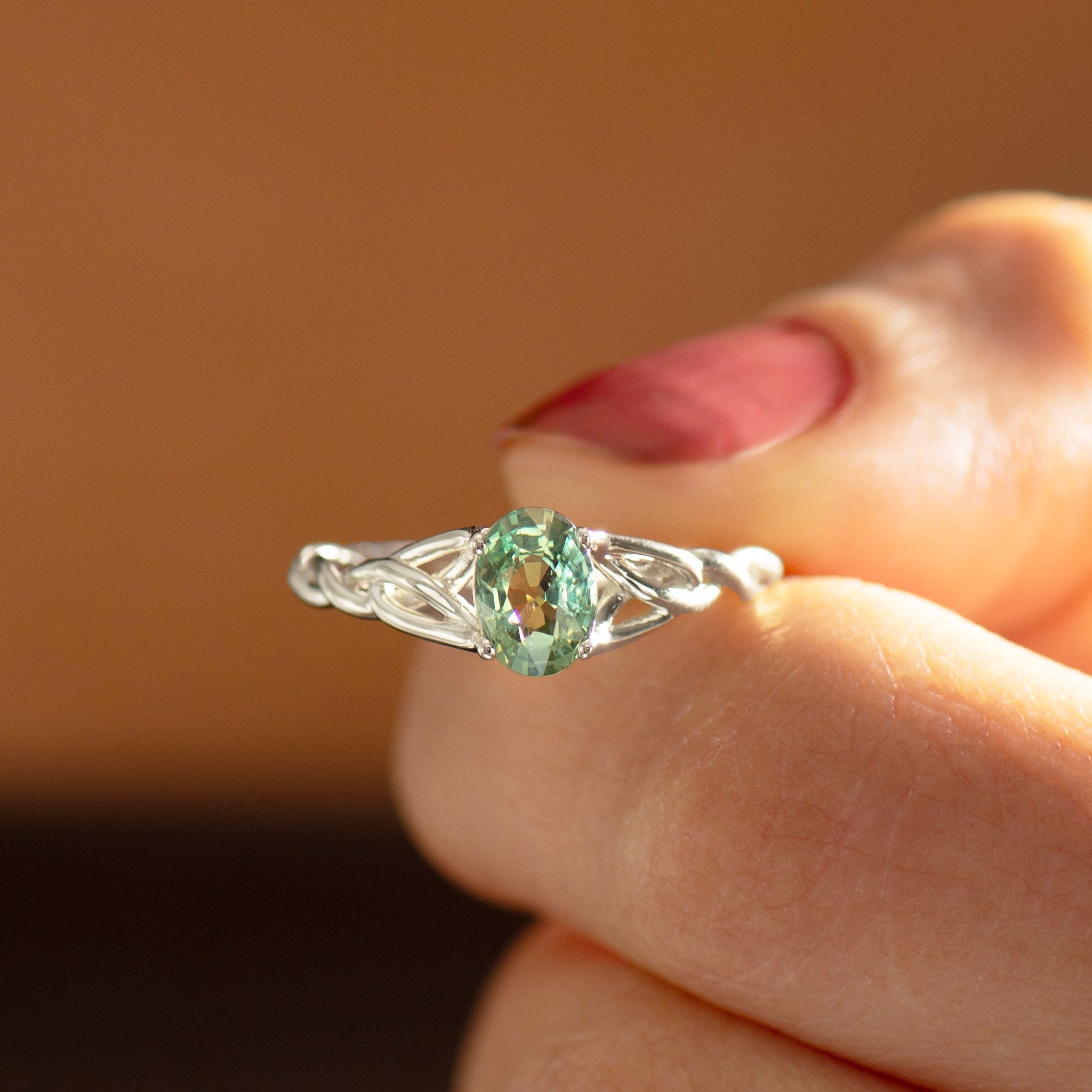 Celtic Green Sapphire Ring