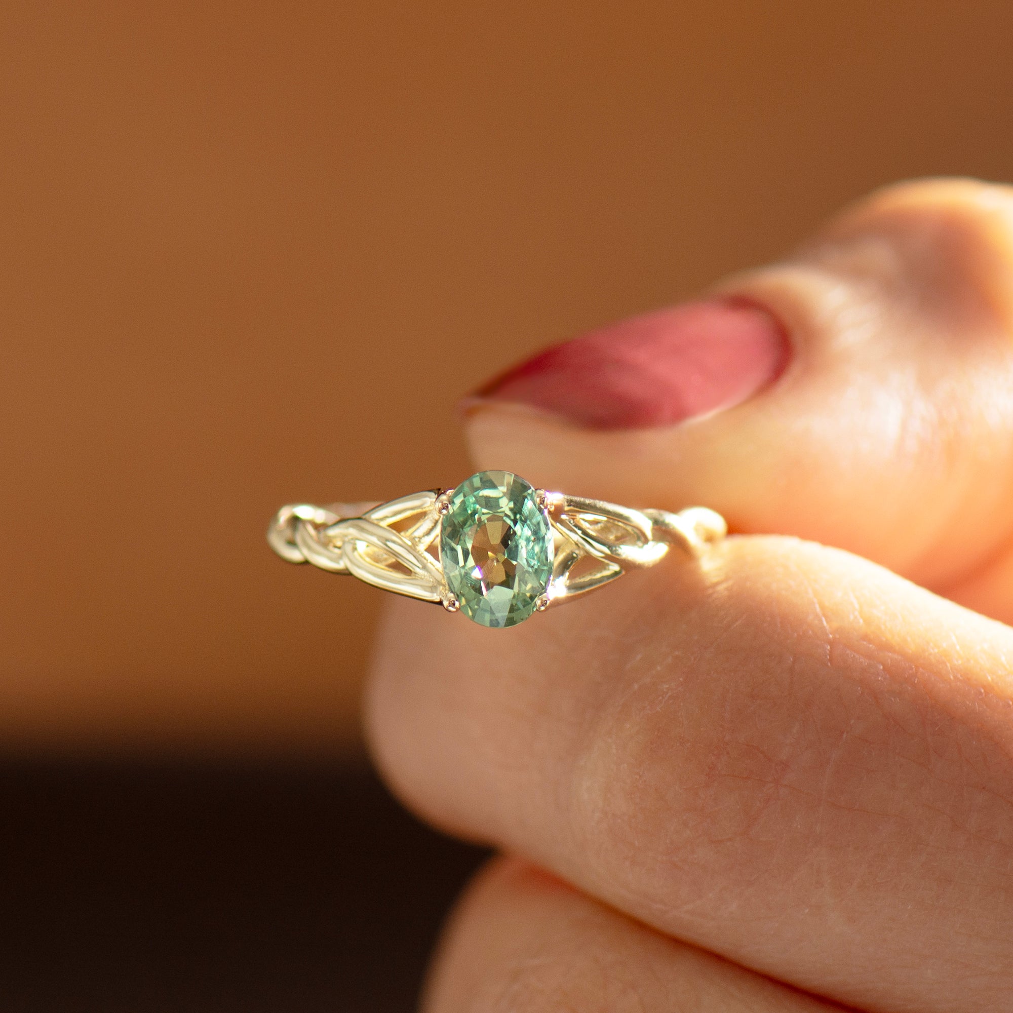 Celtic Green Sapphire Ring
