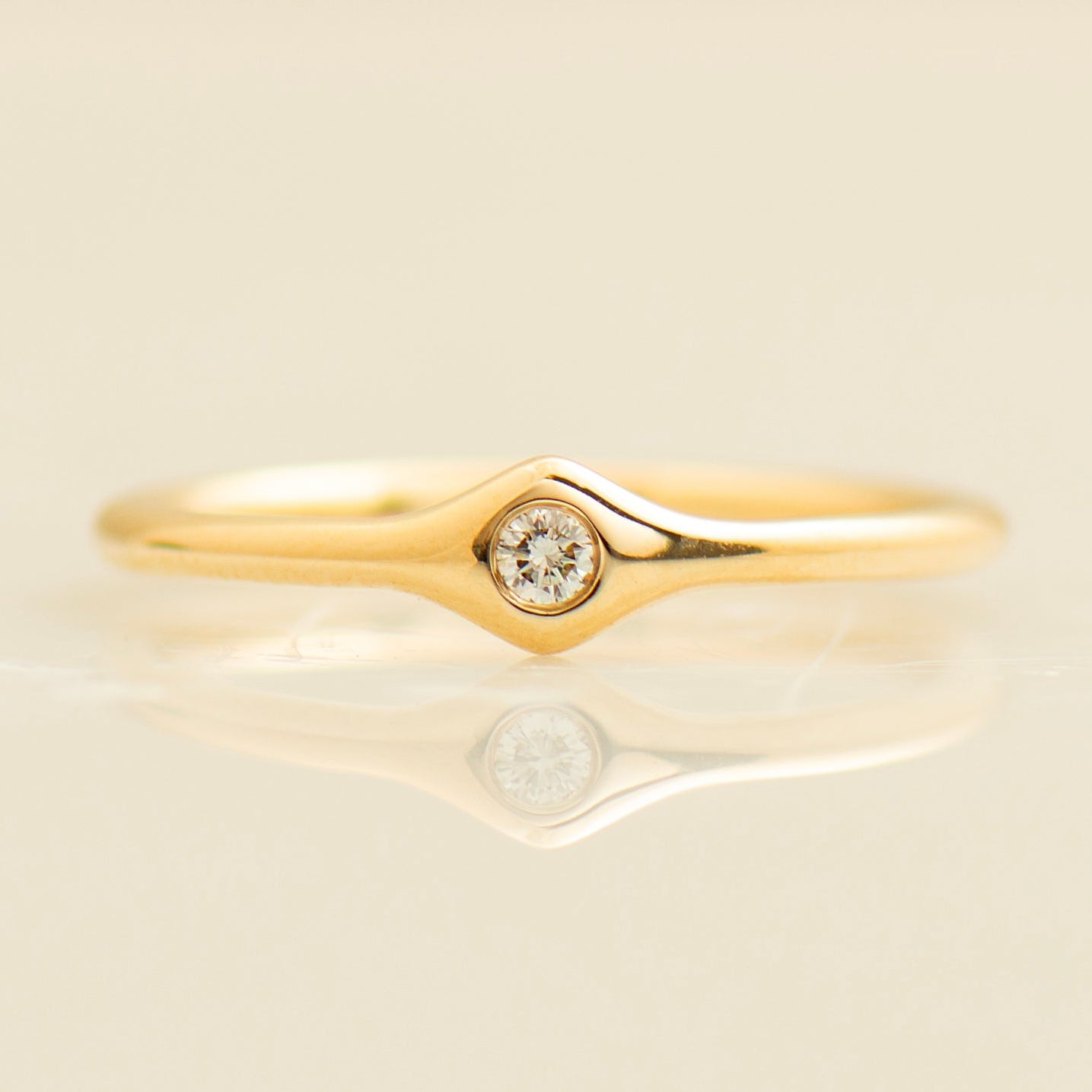 Delicate Diamond Ring - 14K Yellow Gold