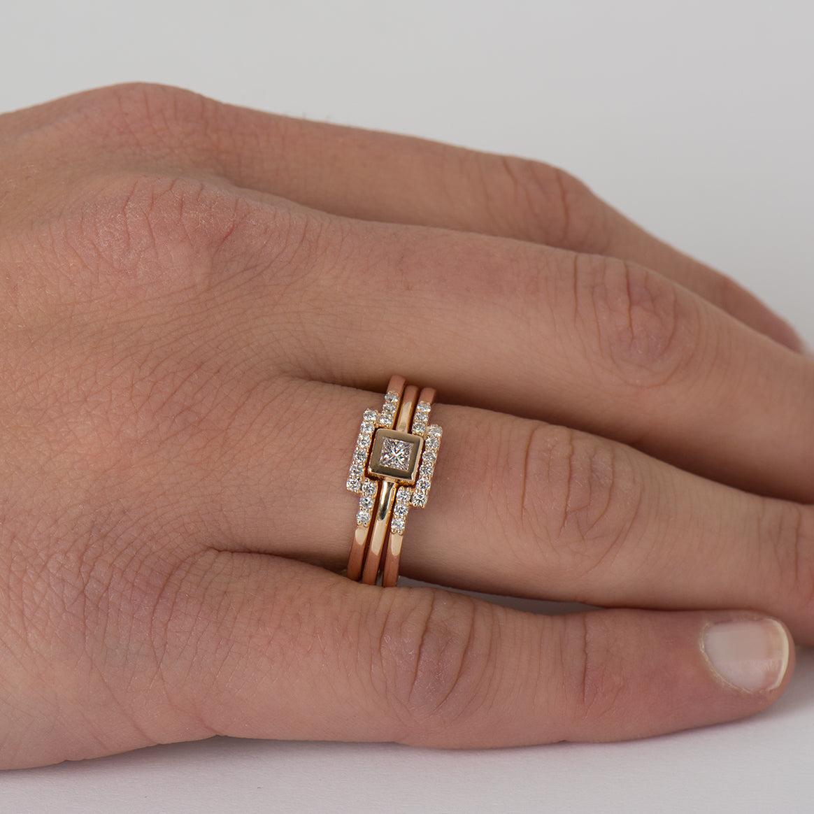 Flat Squared Bezel Trio Set