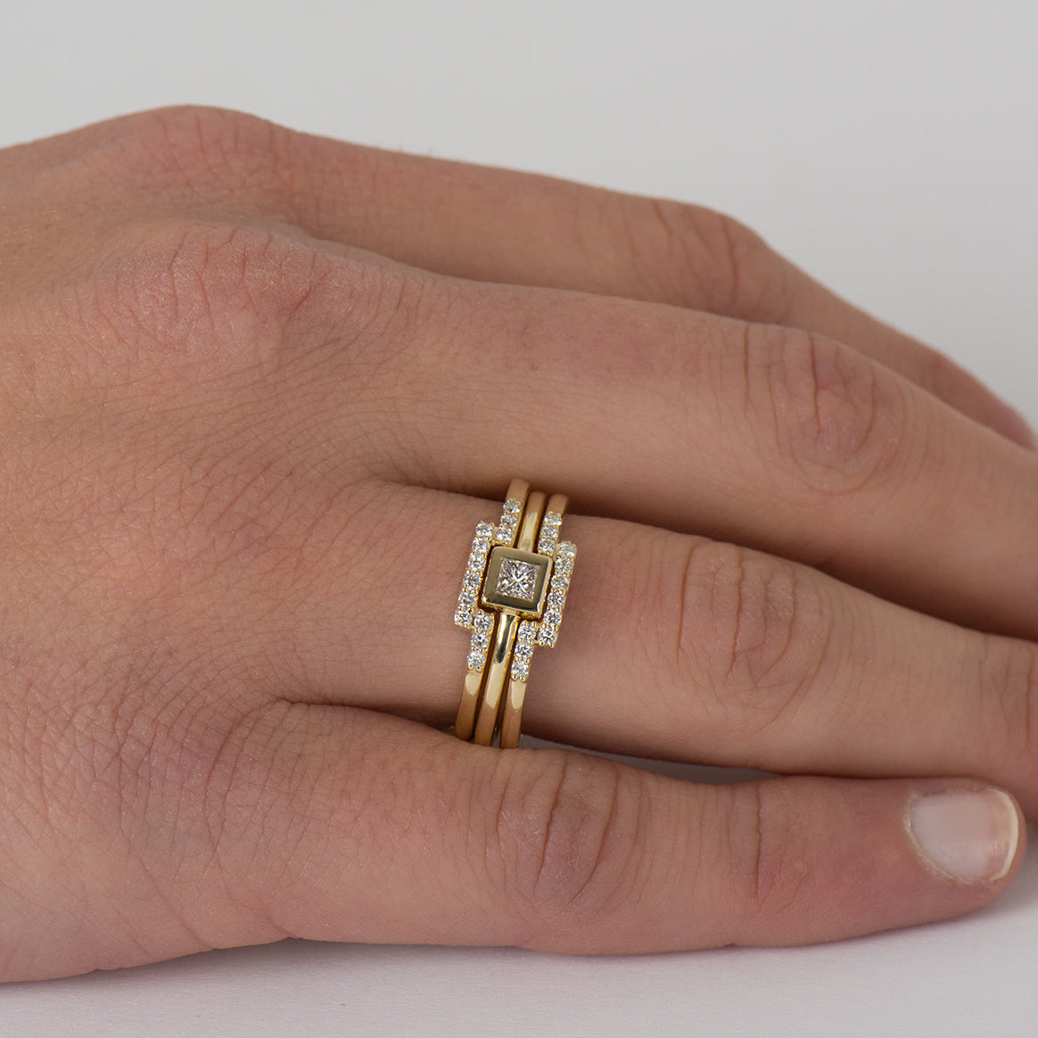 Flat Squared Bezel Trio Set