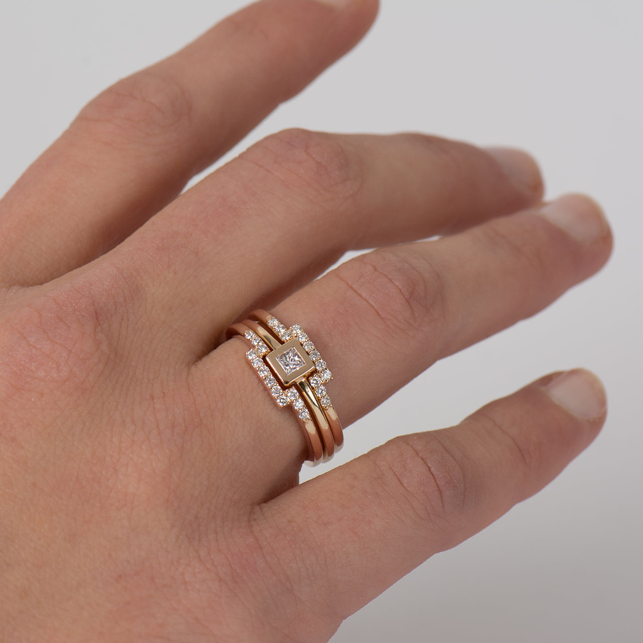 Flat Squared Bezel Trio Set