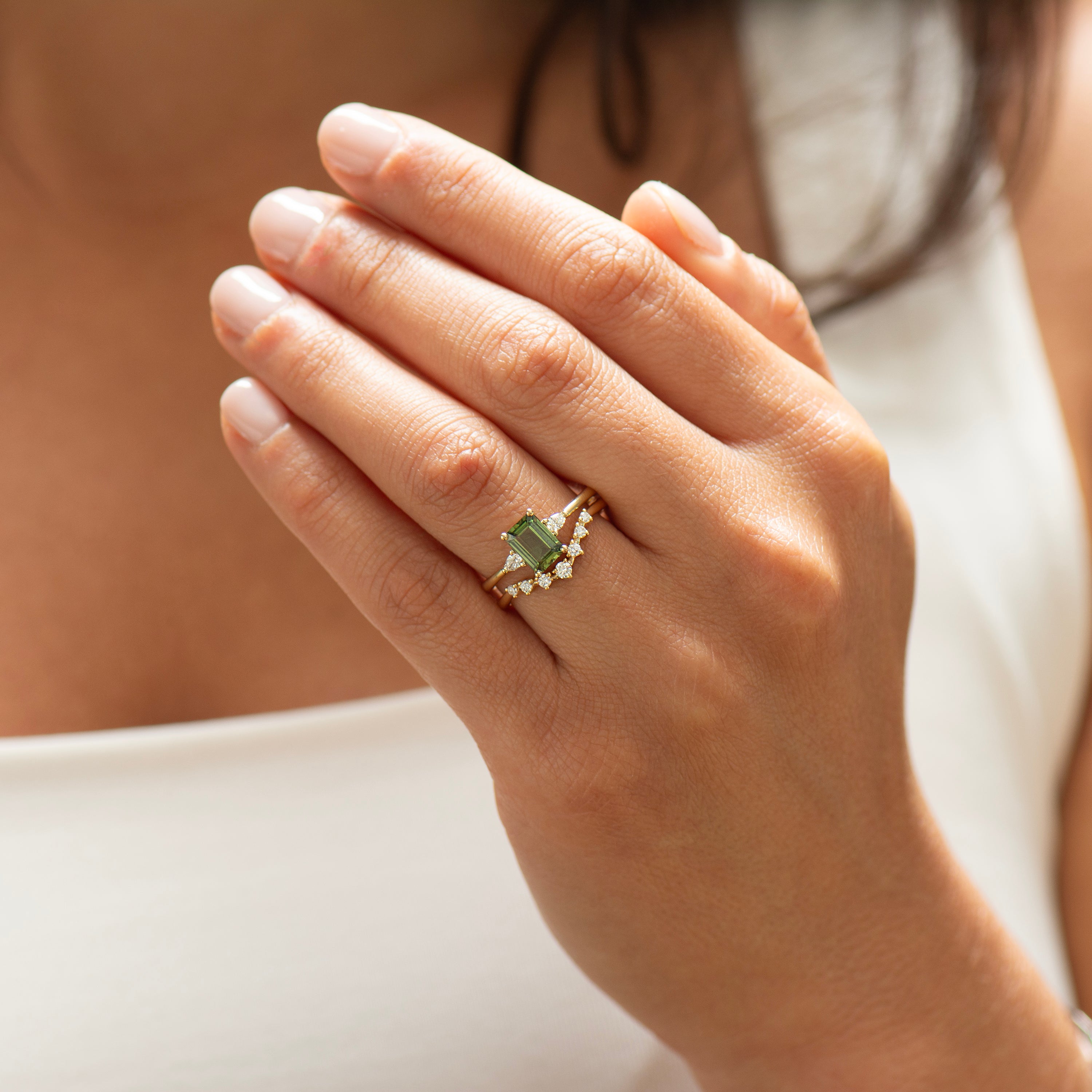 Emerald Cut Green Sapphire Set
