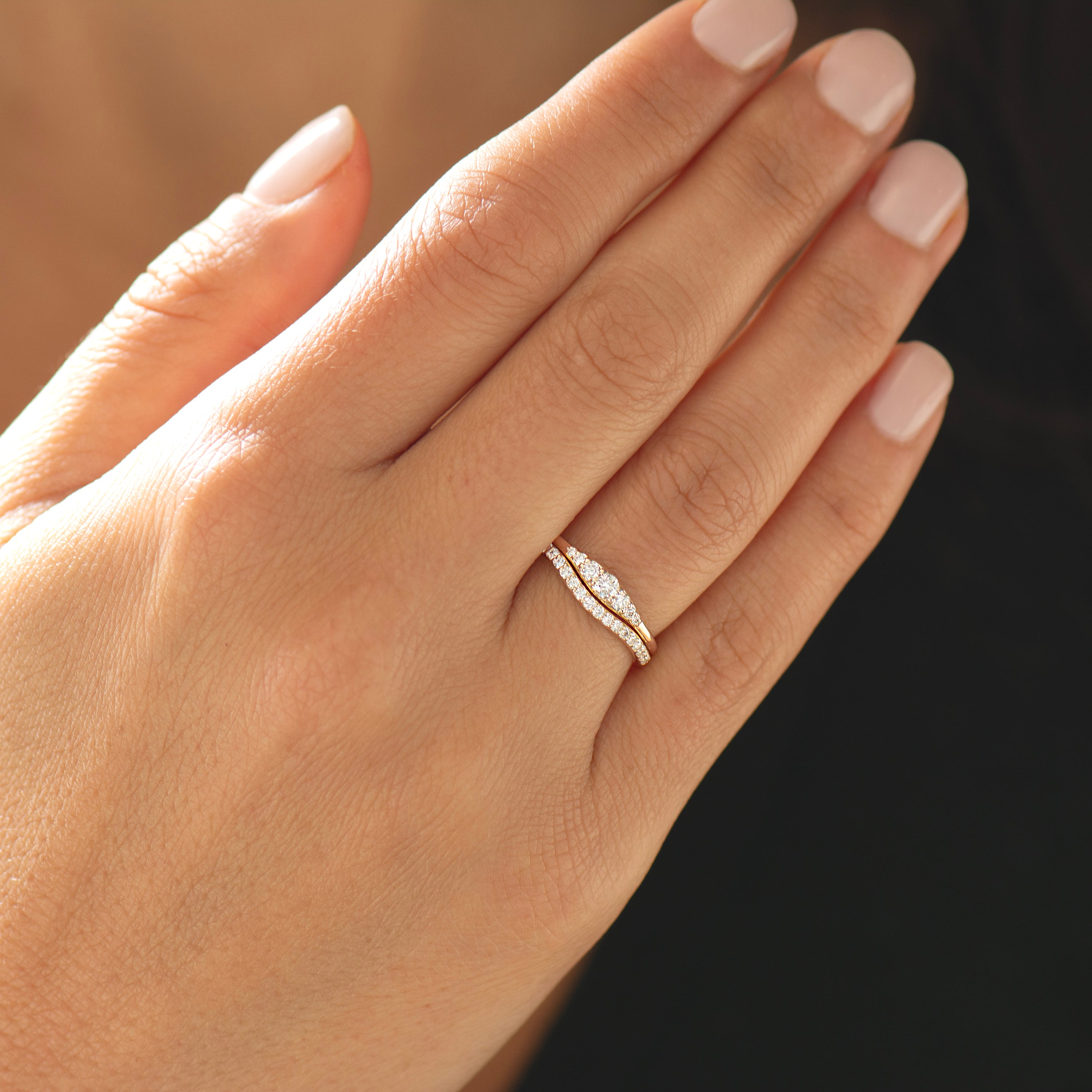Dainty Tapered Diamond Wedding Set