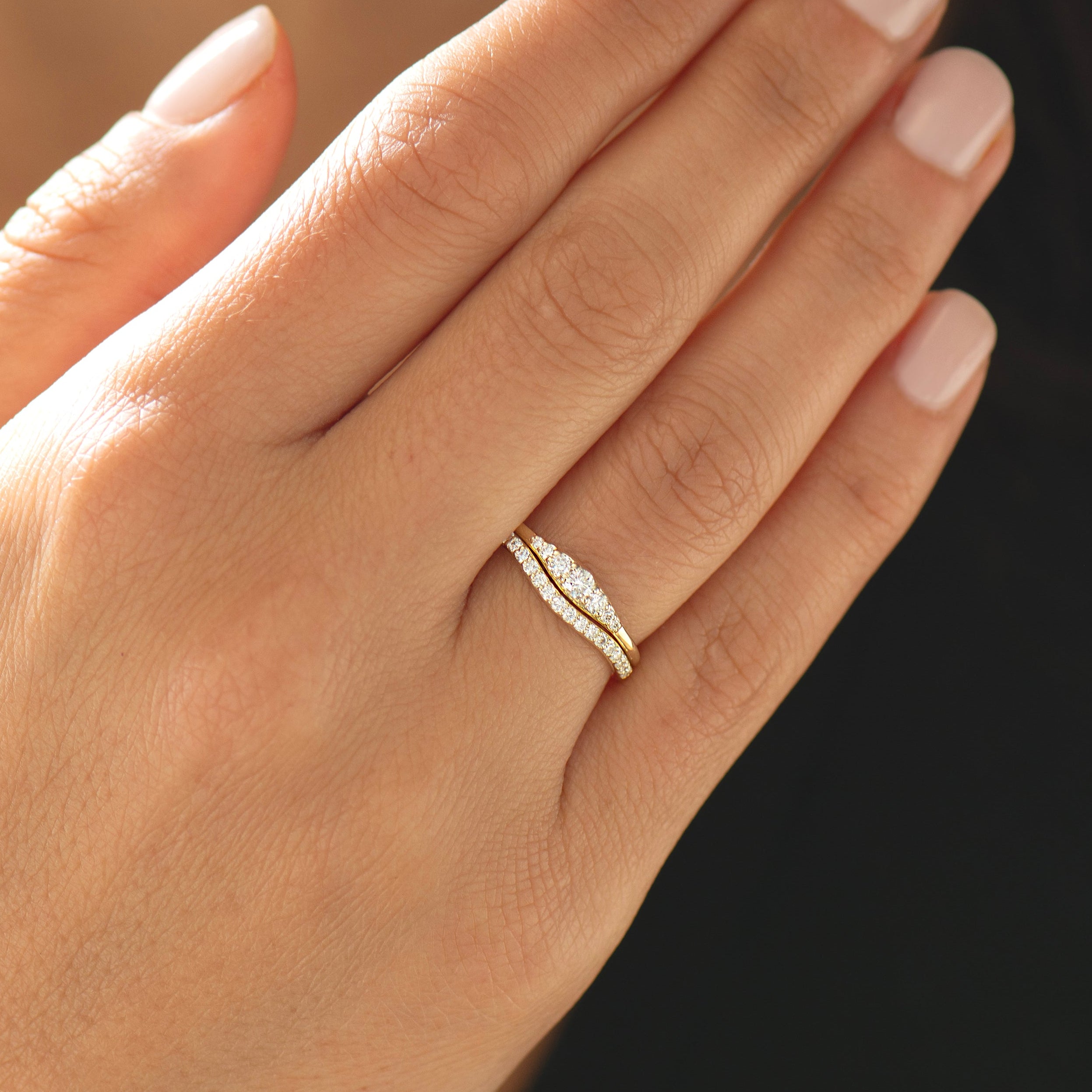 Dainty Tapered Diamond Wedding Set