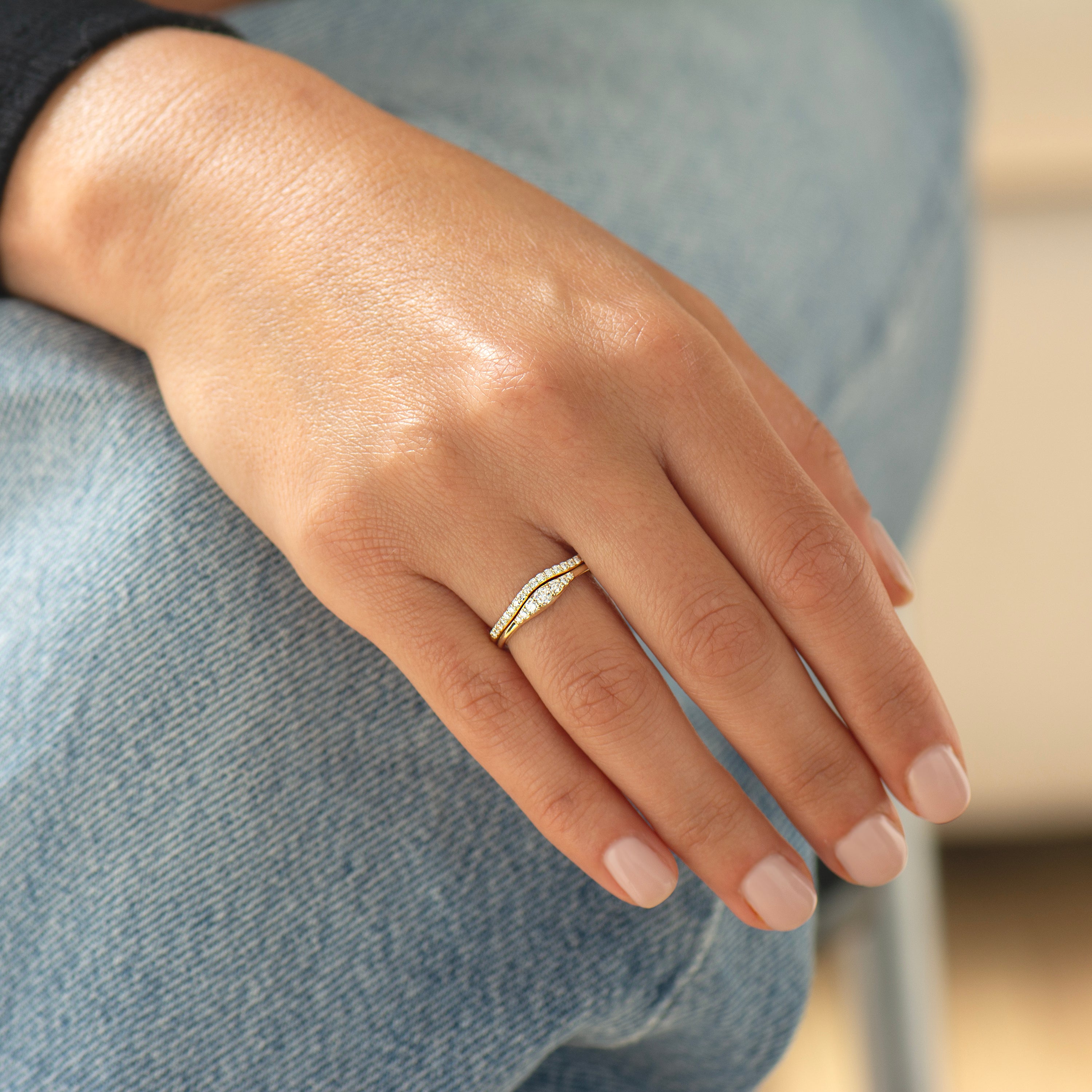 Dainty Tapered Diamond Wedding Set