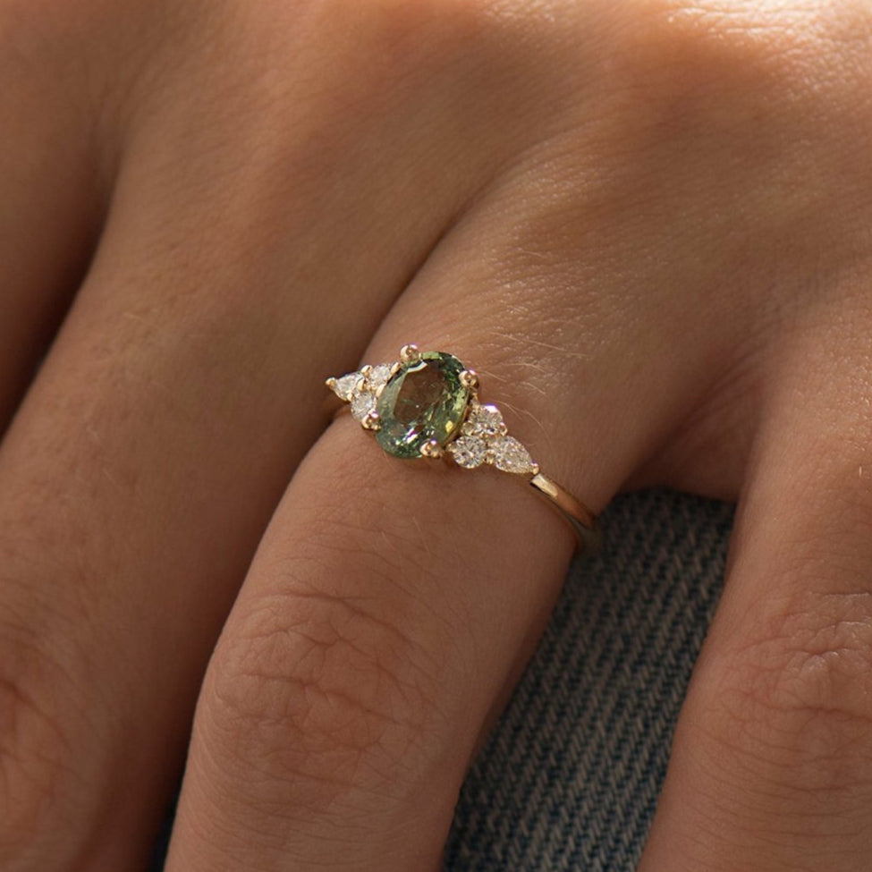 Green Sapphire Engagement Ring