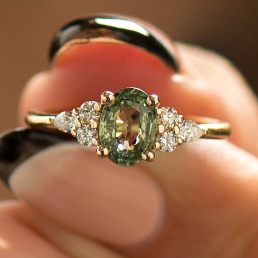 Green Sapphire Engagement Ring