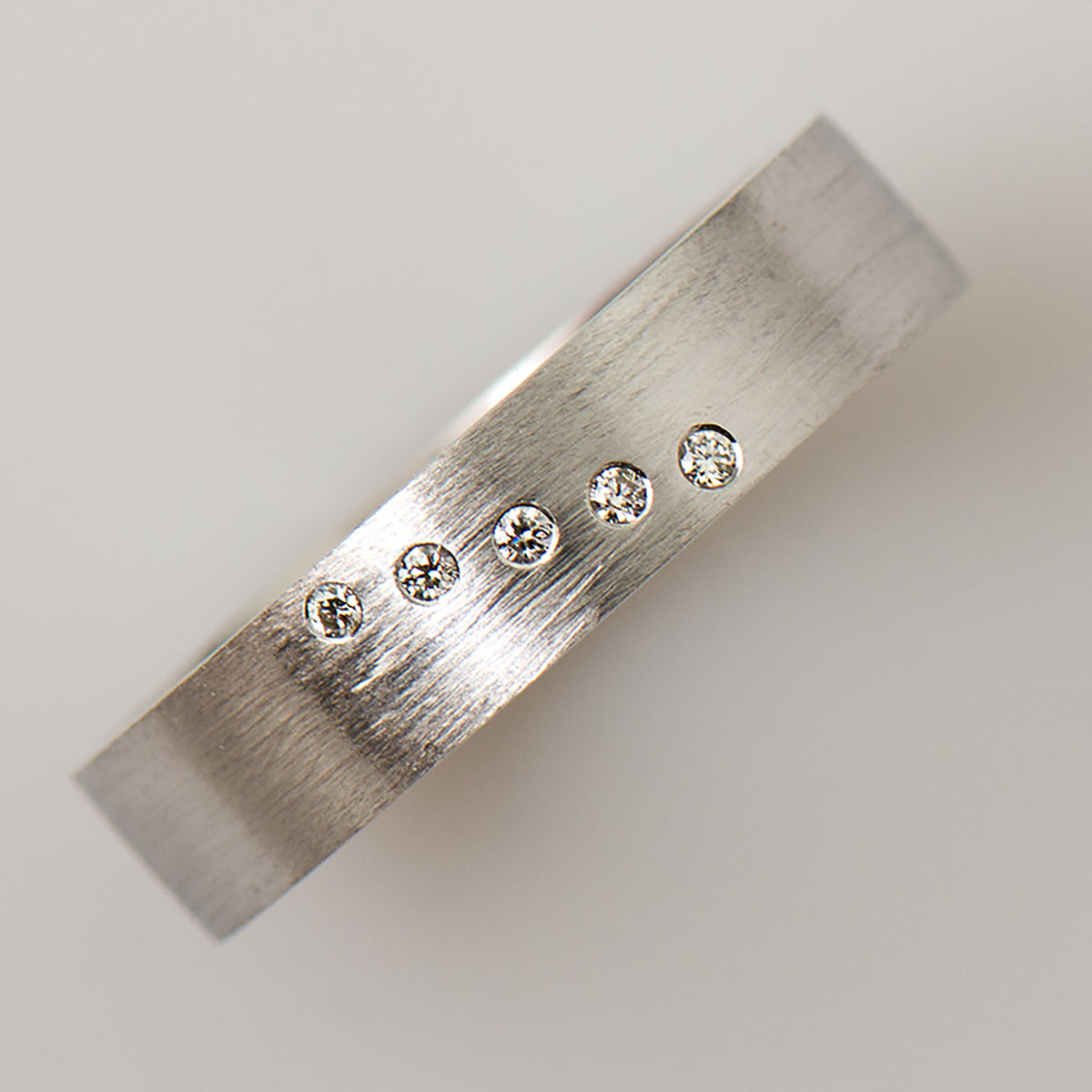 Diagonal White Diamonds Ring - Matte Finish