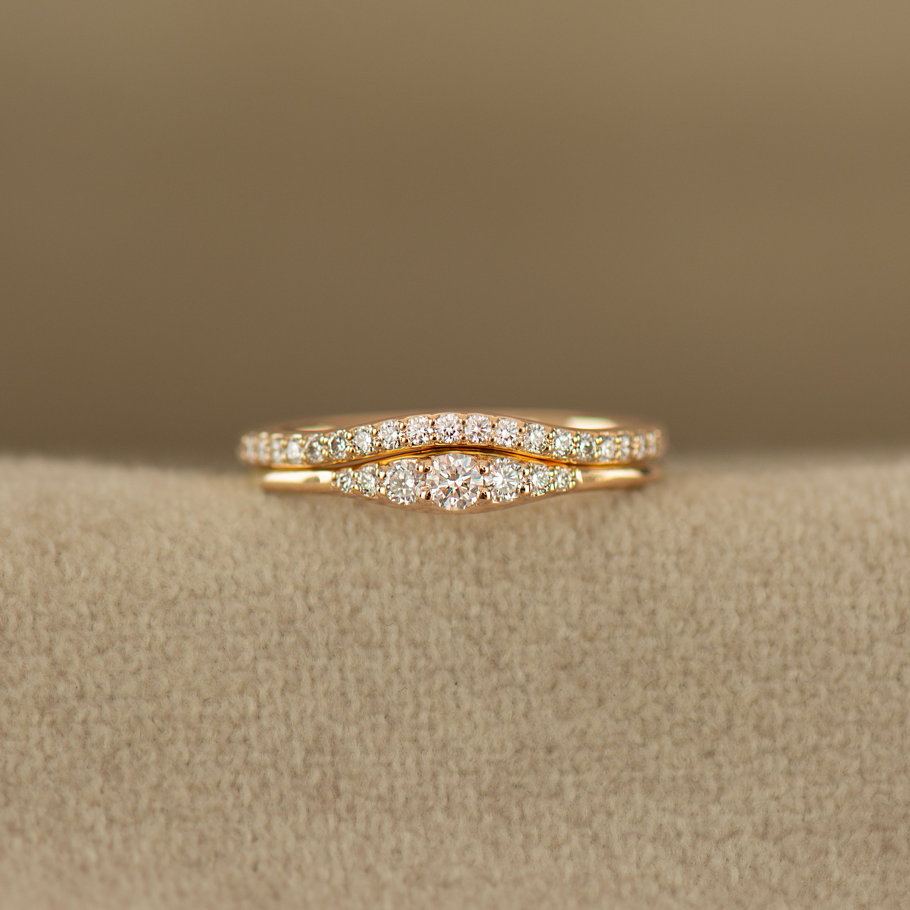 Dainty Tapered Diamond Wedding Set