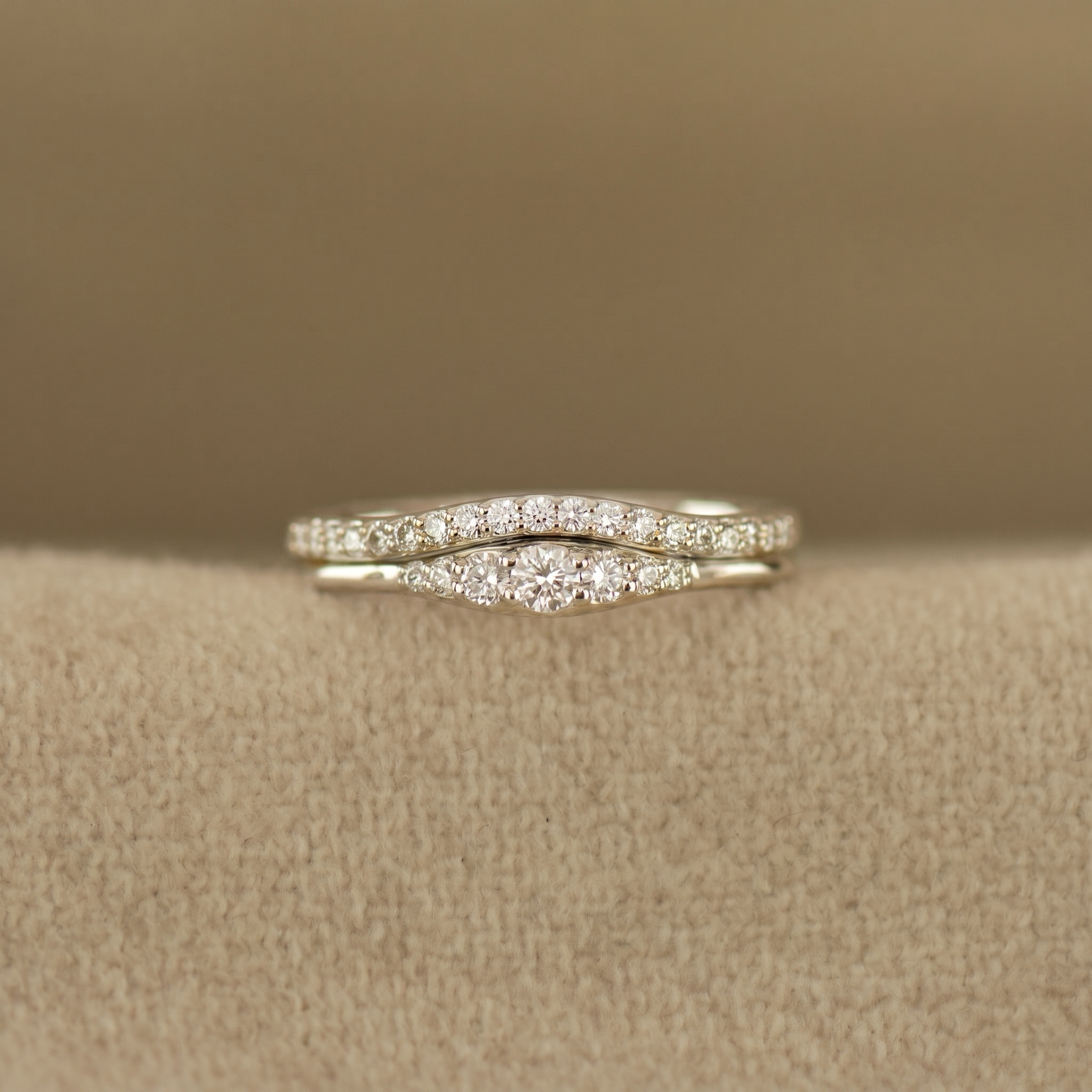 Dainty Tapered Diamond Wedding Set