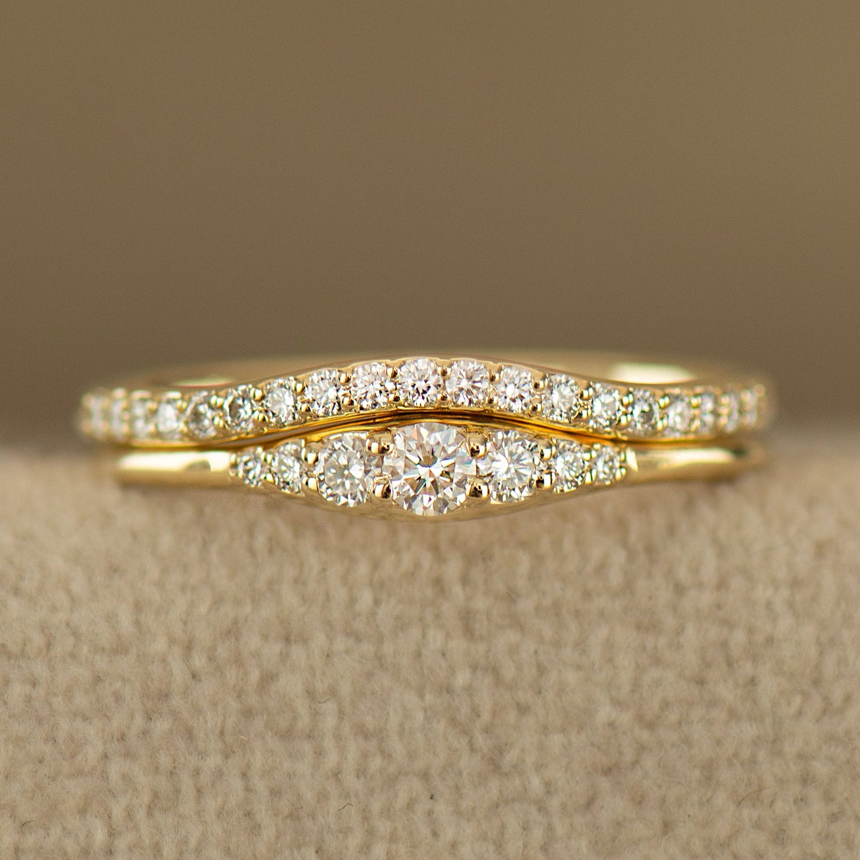 Dainty Tapered Diamond Wedding Set