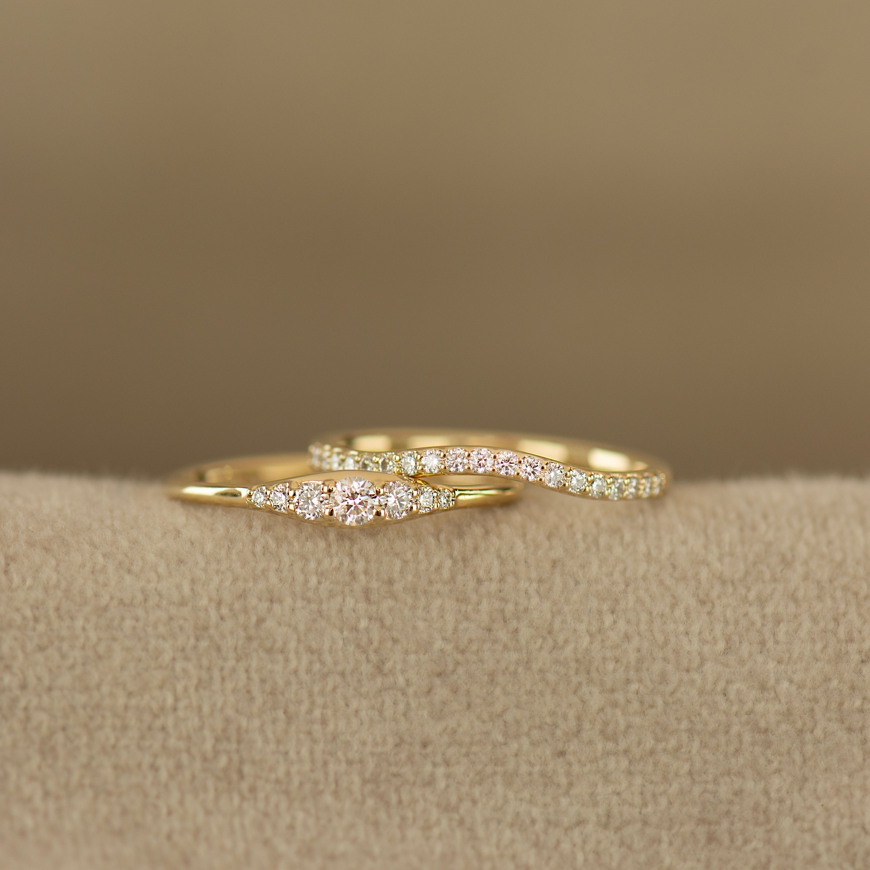 Dainty Tapered Diamond Wedding Set