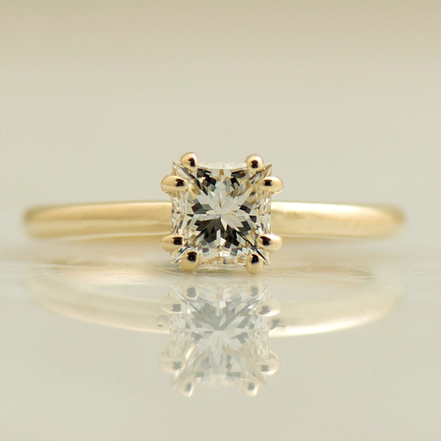 Double Pronged Princess Cut Engagement Ring