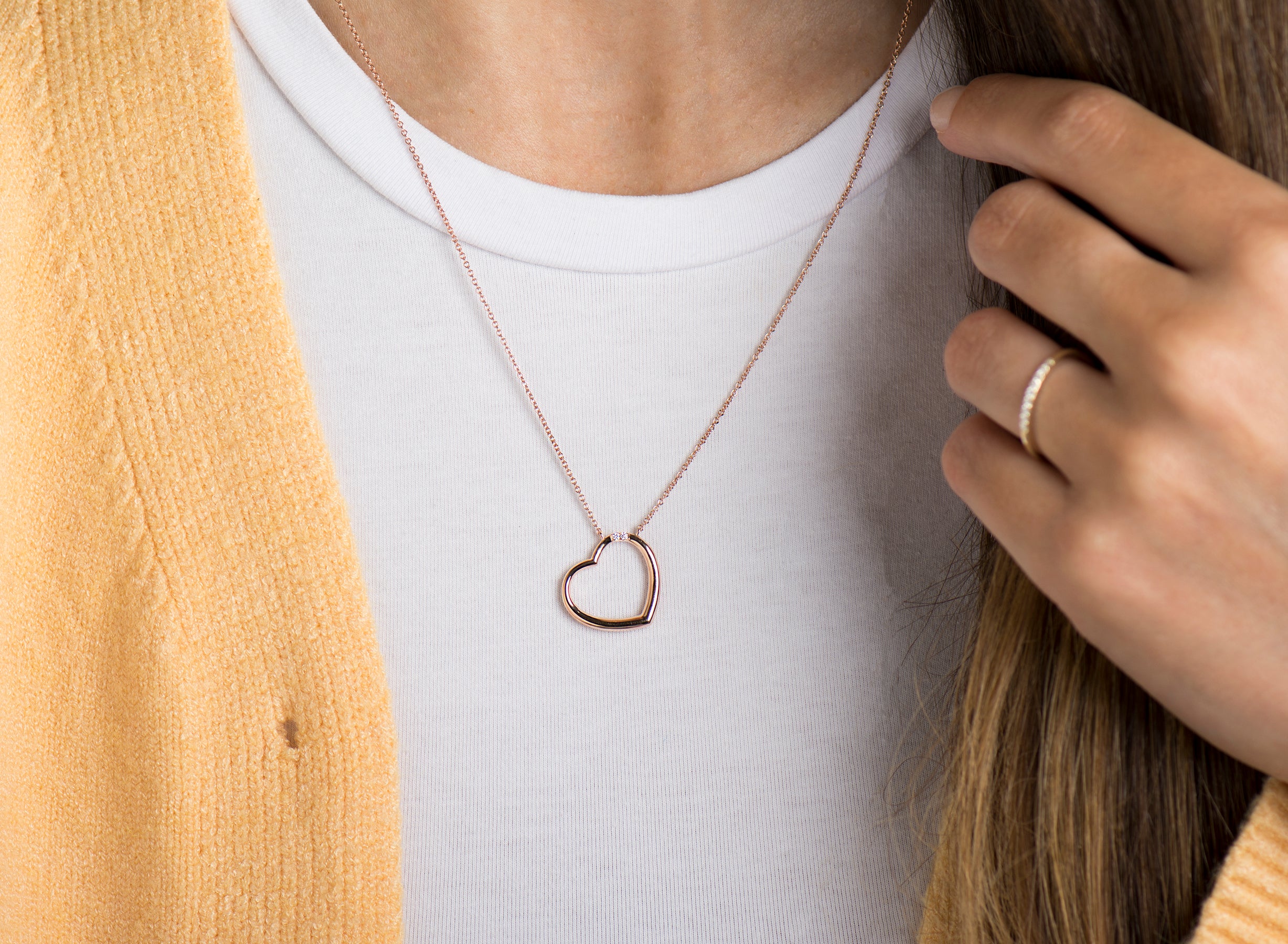 Heart With Two Diamonds Necklace