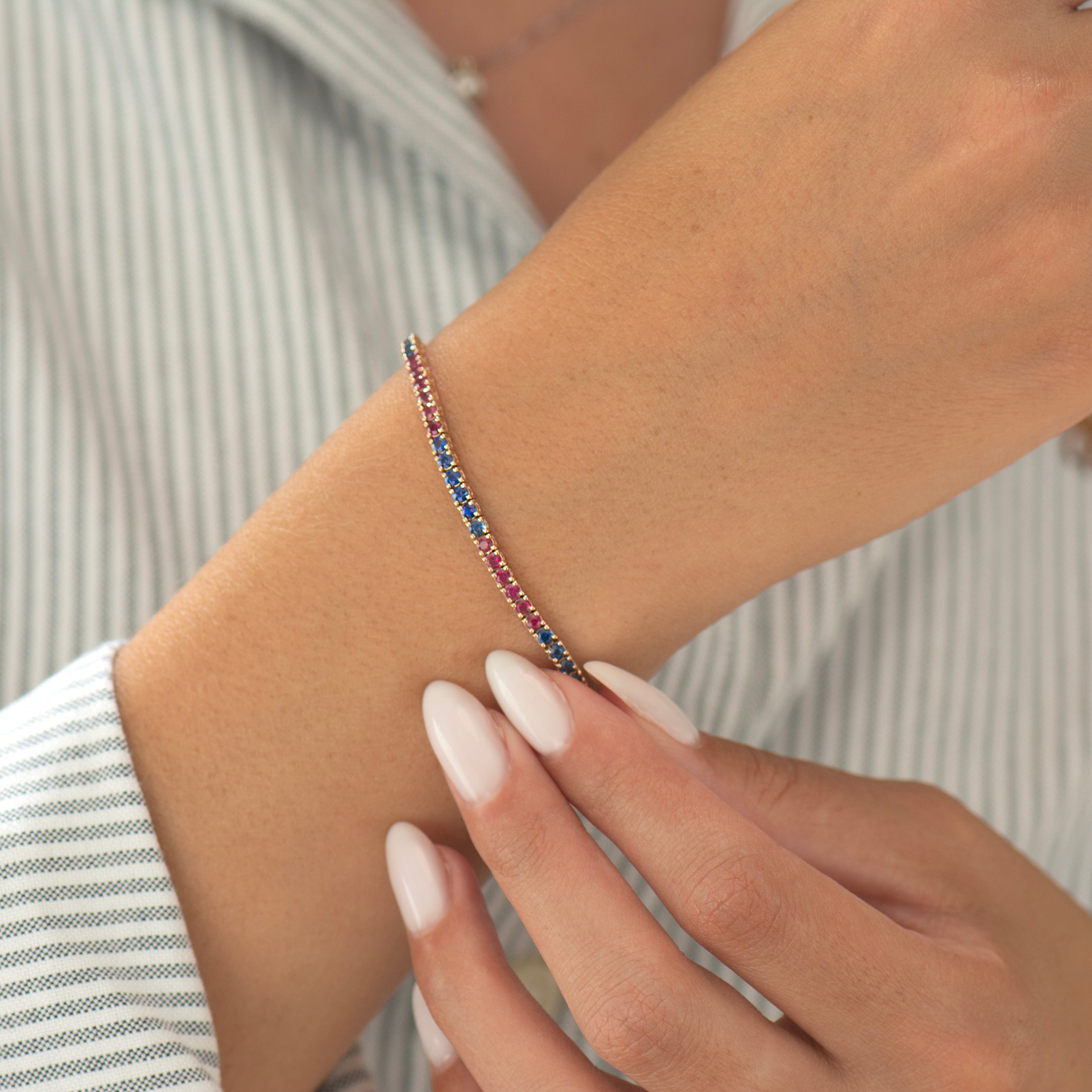 Ruby and Blue Sapphire Tennis Bracelet