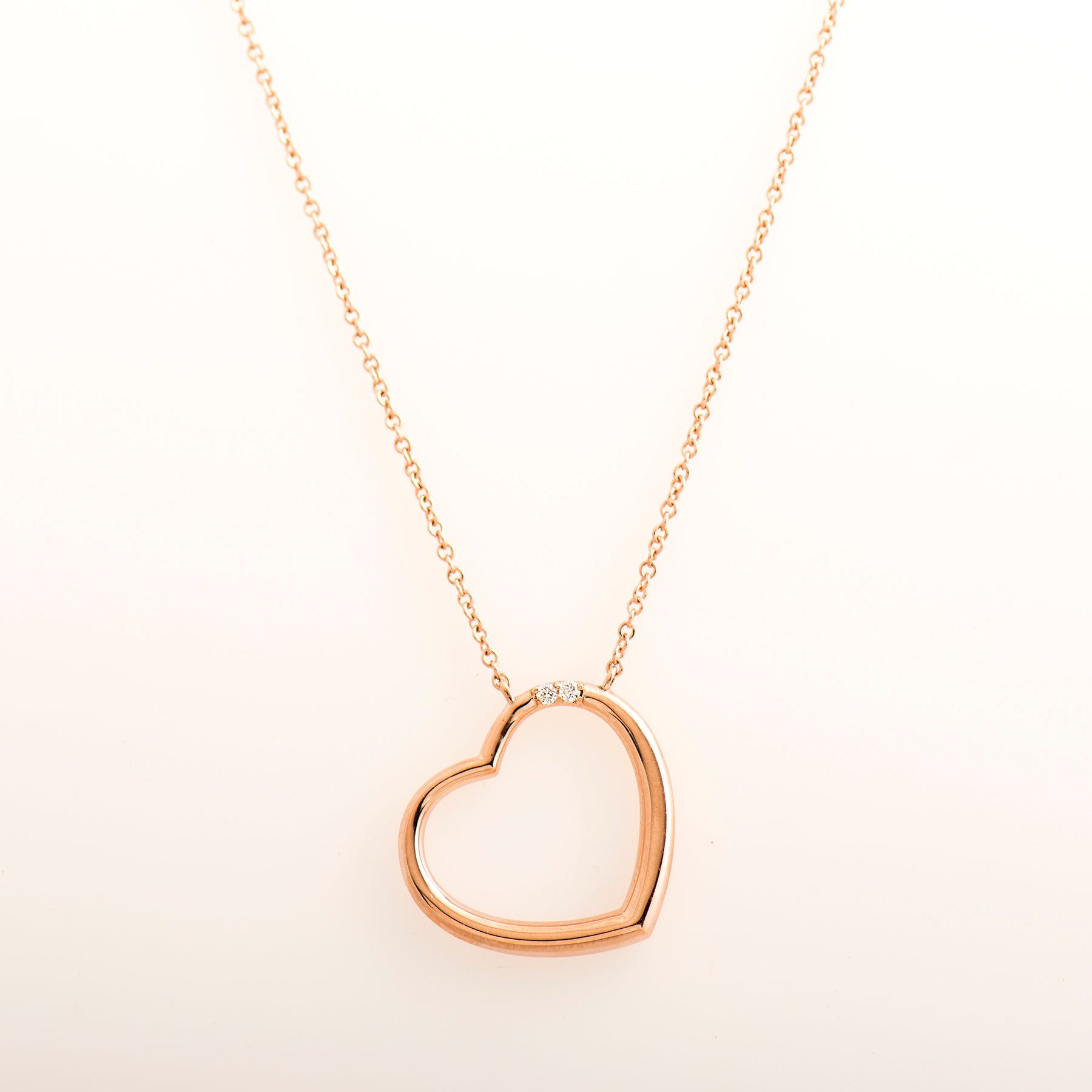 Heart With Two Diamonds Necklace